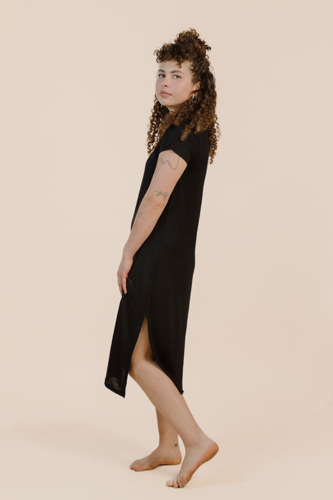 Black dress BAYA made of 100% Tencel from Pura Clothing