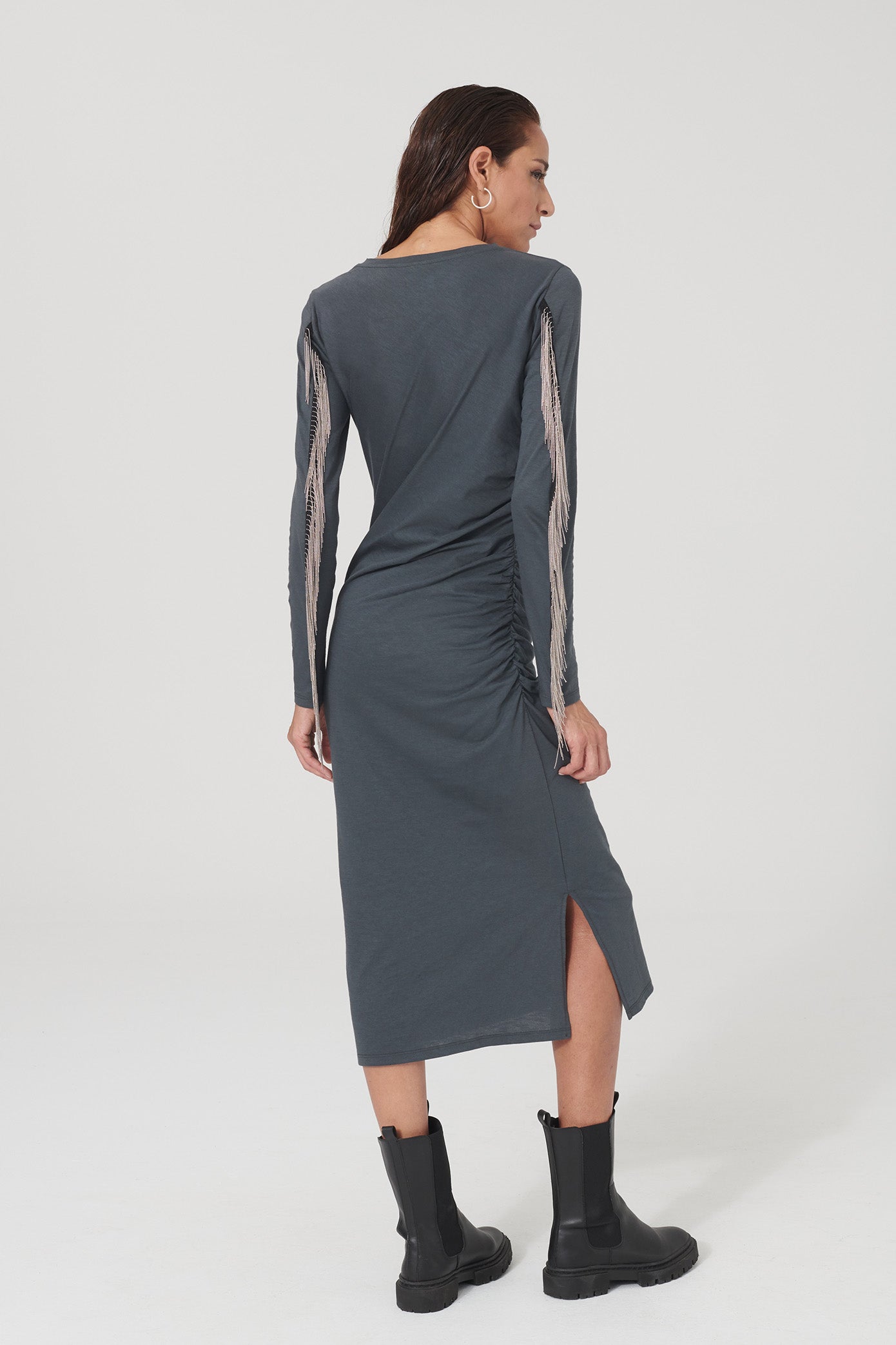 Dress BEAUVOIR in gray by LOVJOI made of organic cotton (ST)