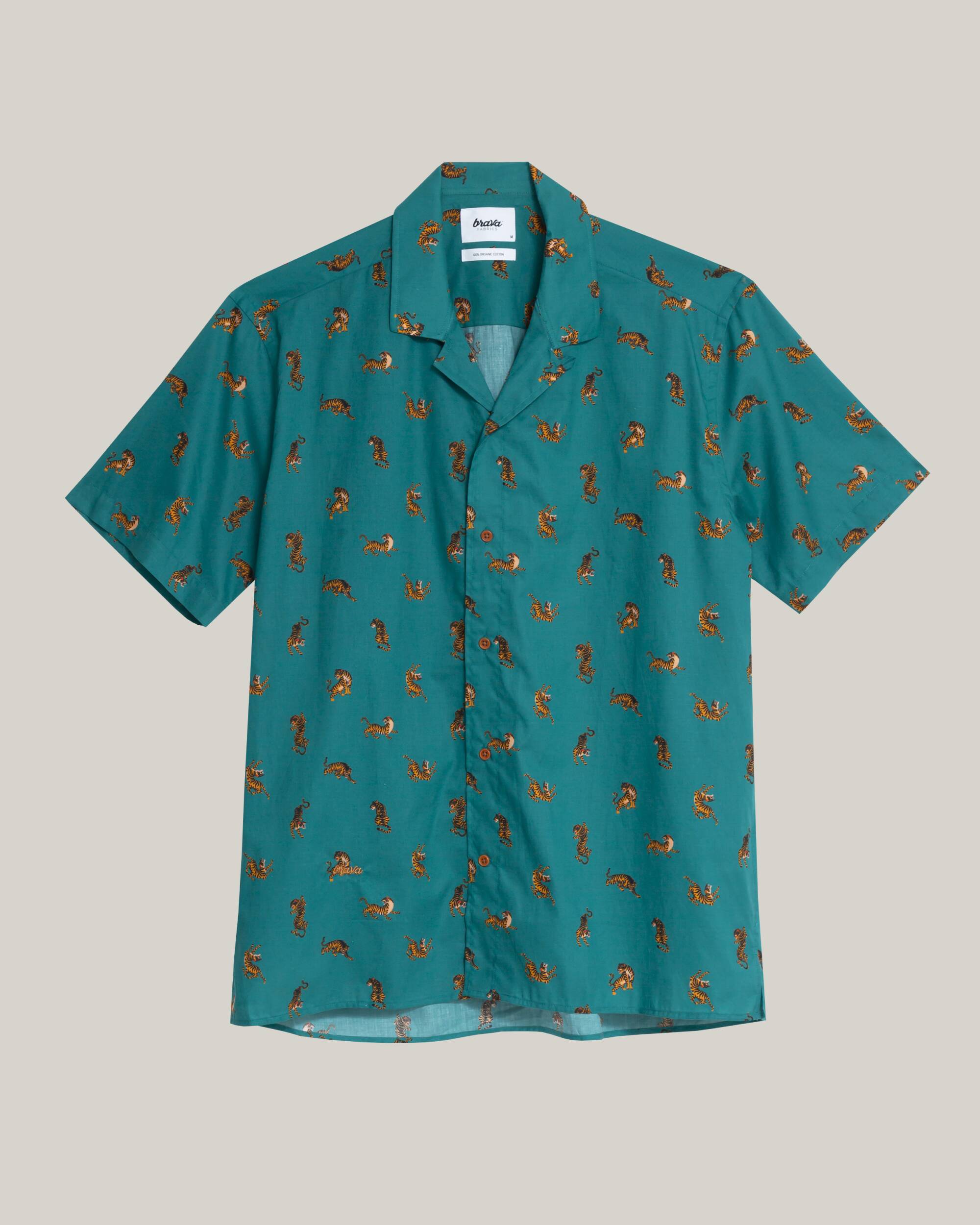 T-shirt vert imprimé Roar Roar Aloha 100% coton biologique de Brava Fabrics