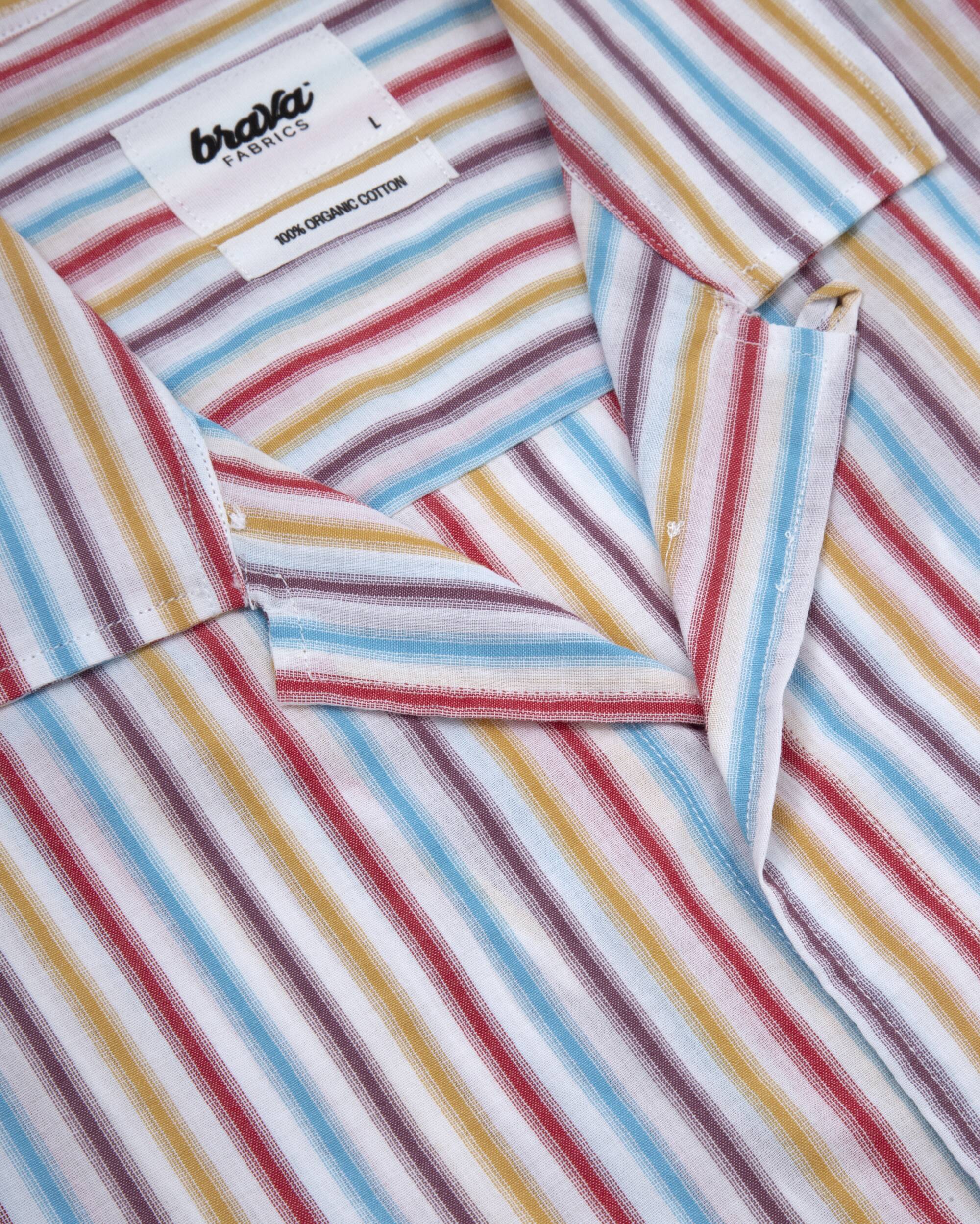 Hawaiian shirt "Downtown Stripes" made from 100% organic cotton from Brava Fabrics