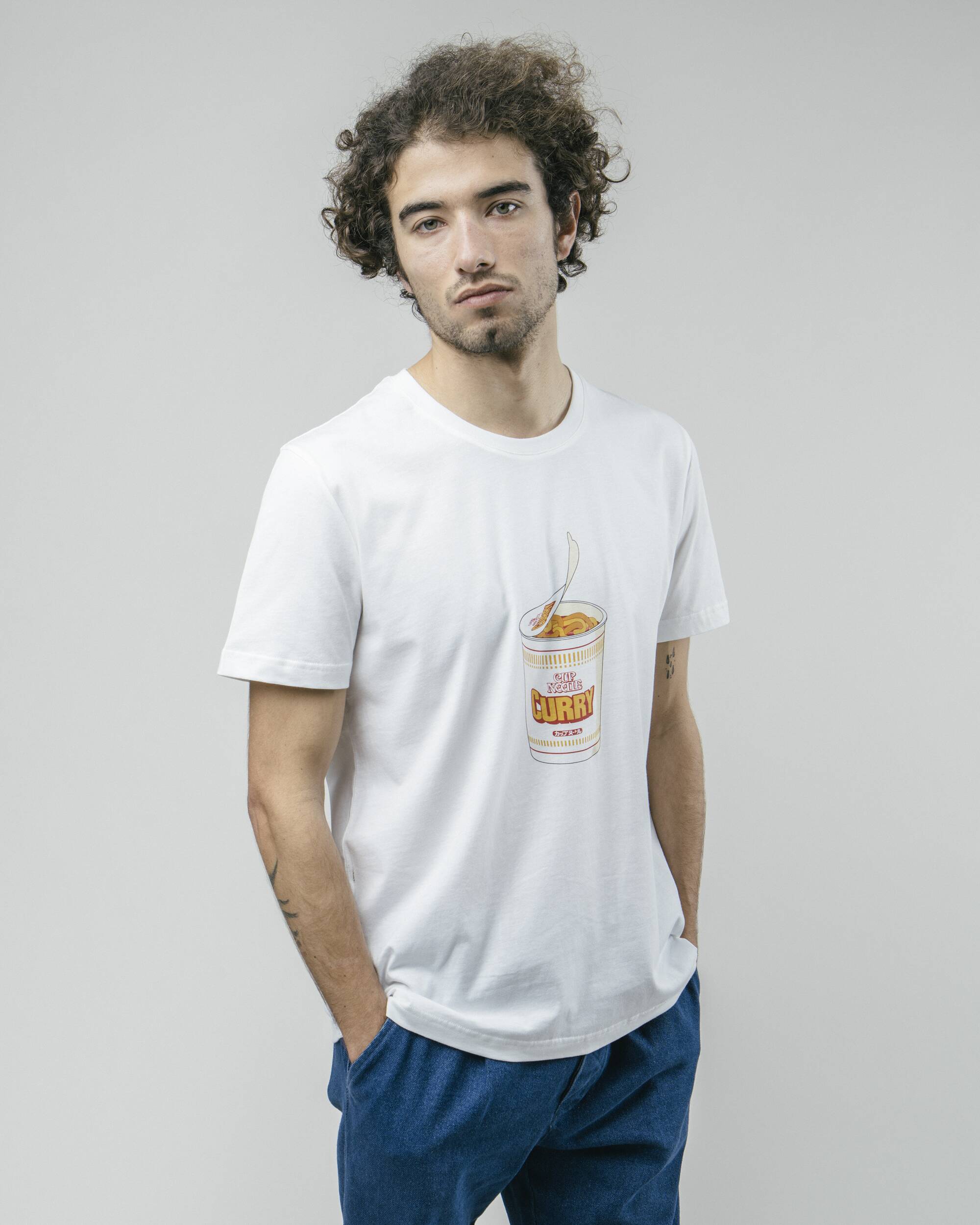 T-shirt "Curry To Go" blanc en coton 100% biologique de Brava Fabrics