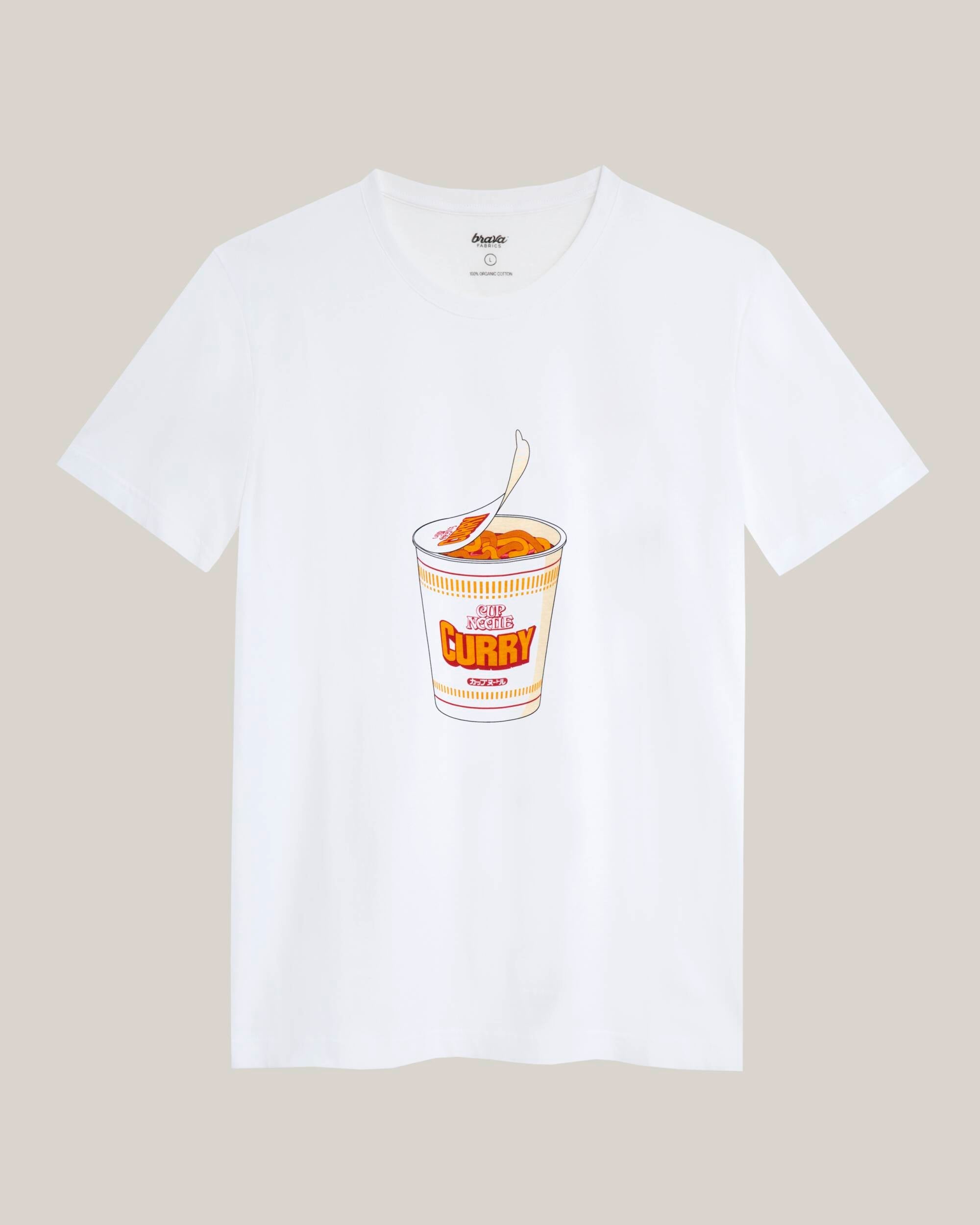 T-shirt "Curry To Go" blanc en coton 100% biologique de Brava Fabrics