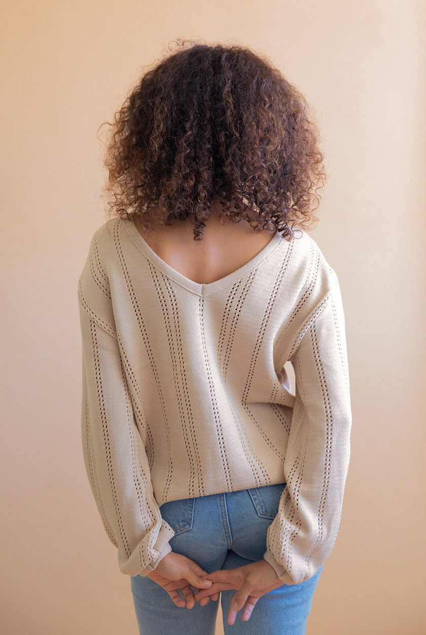 Reversible Lamier sweater in beige made from recycled merino wool