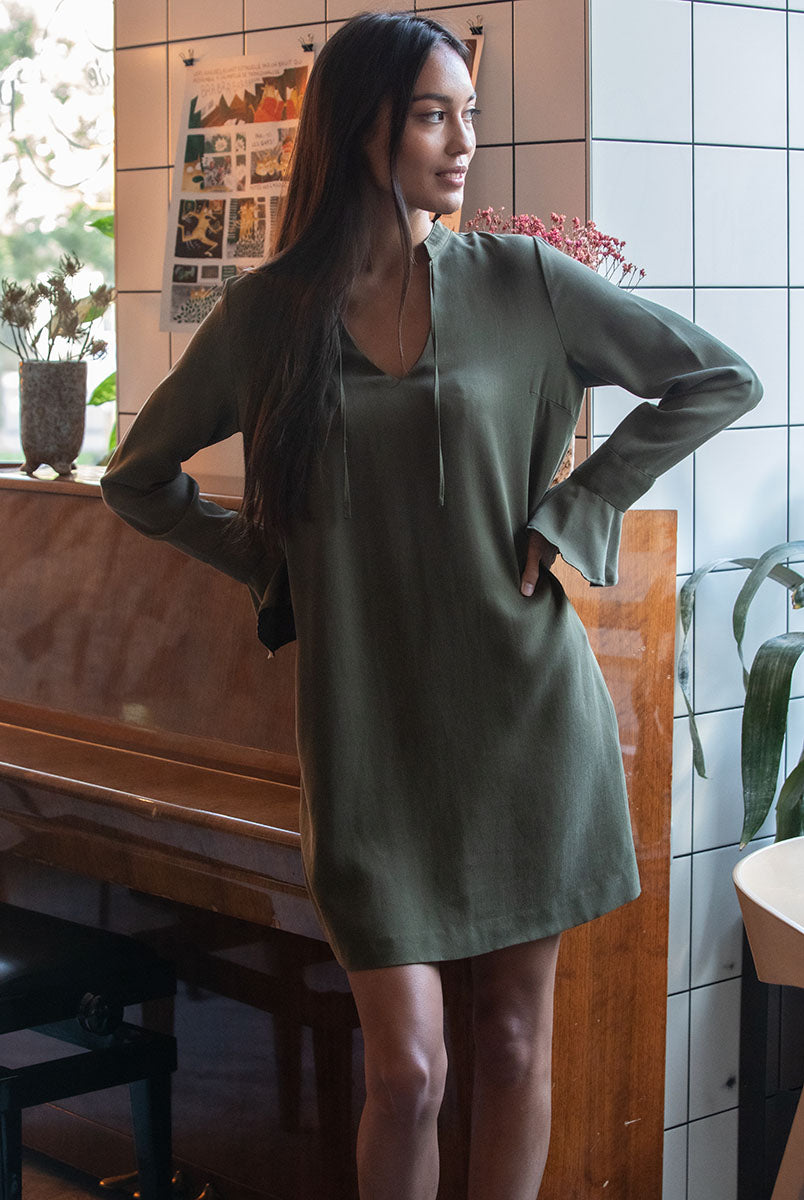 Kleid Henné in dunkelgrün aus Tencel
