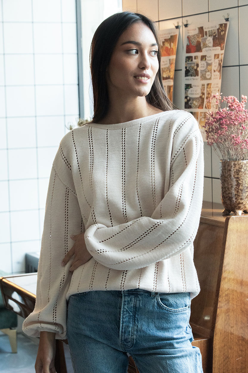 Knitted sweater Lamier in cream
