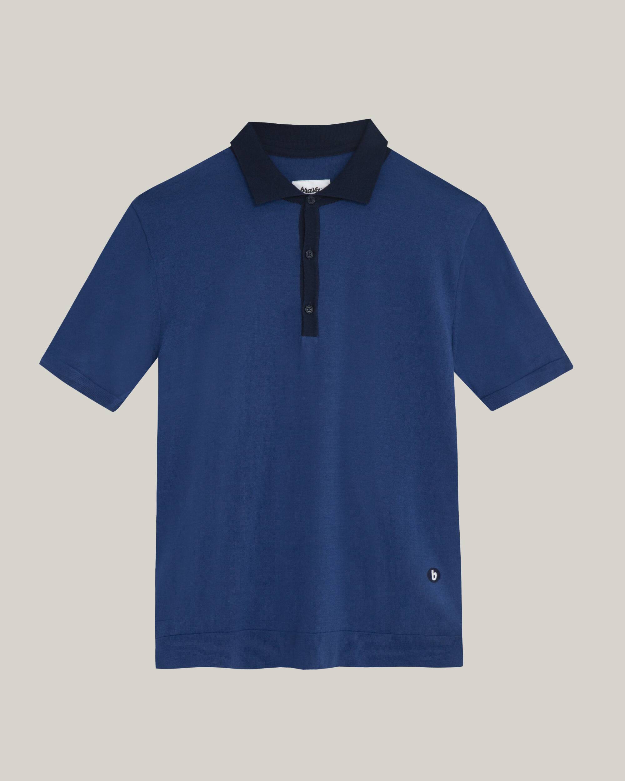 Blau, schwarzes Polo Shirt Navy Sky aus 100% Bio-Baumwolle von Brava Fabrics