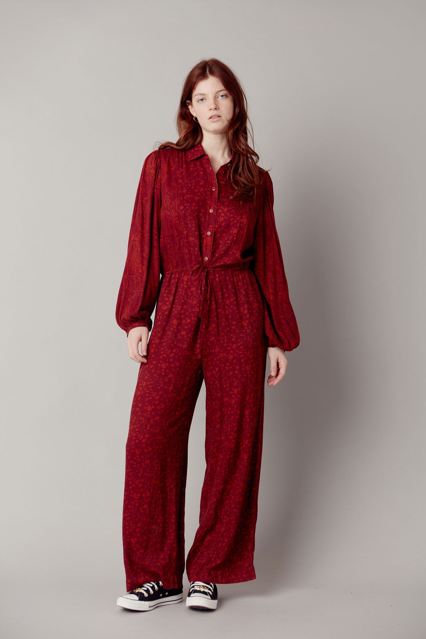 Wine red jumpsuit AVA made from 100% organic cotton by Komodo