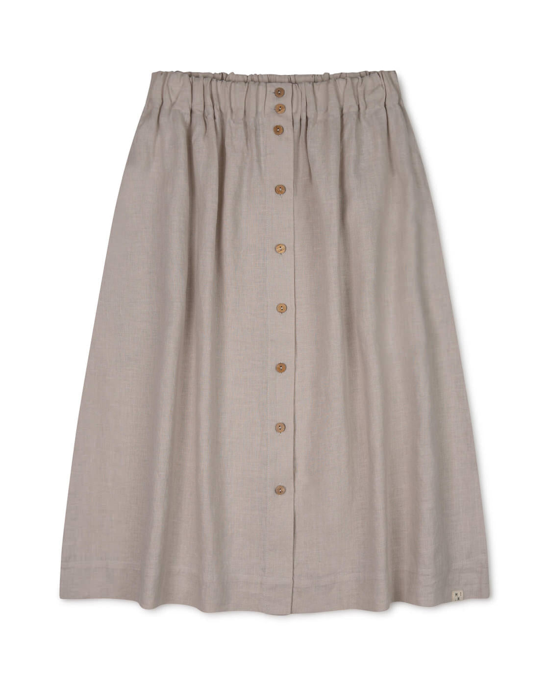Light gray midi skirt pale clay made of linen by Matona