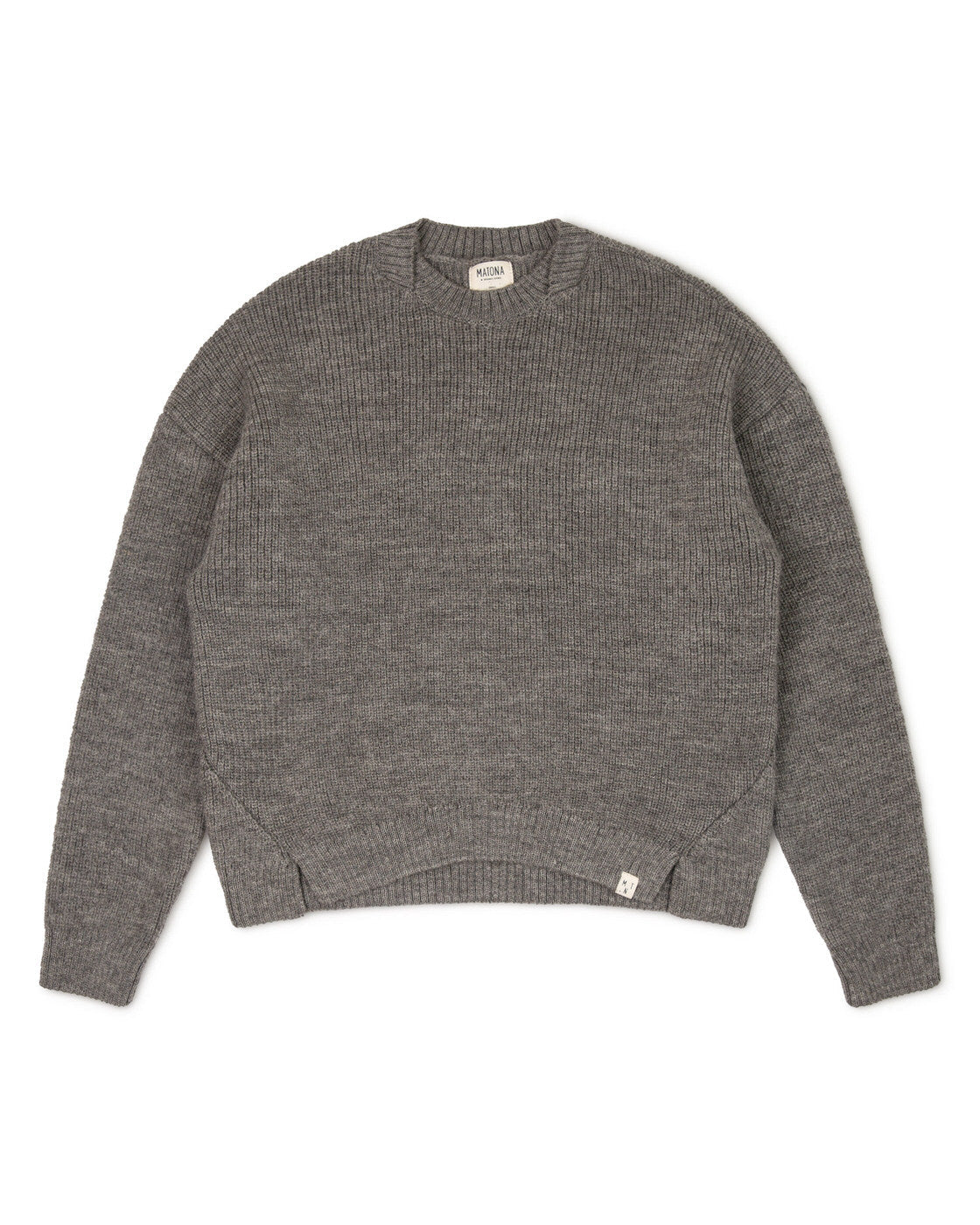Gray, knitted sweater basalt made of merino and alpaca yarn from Matona