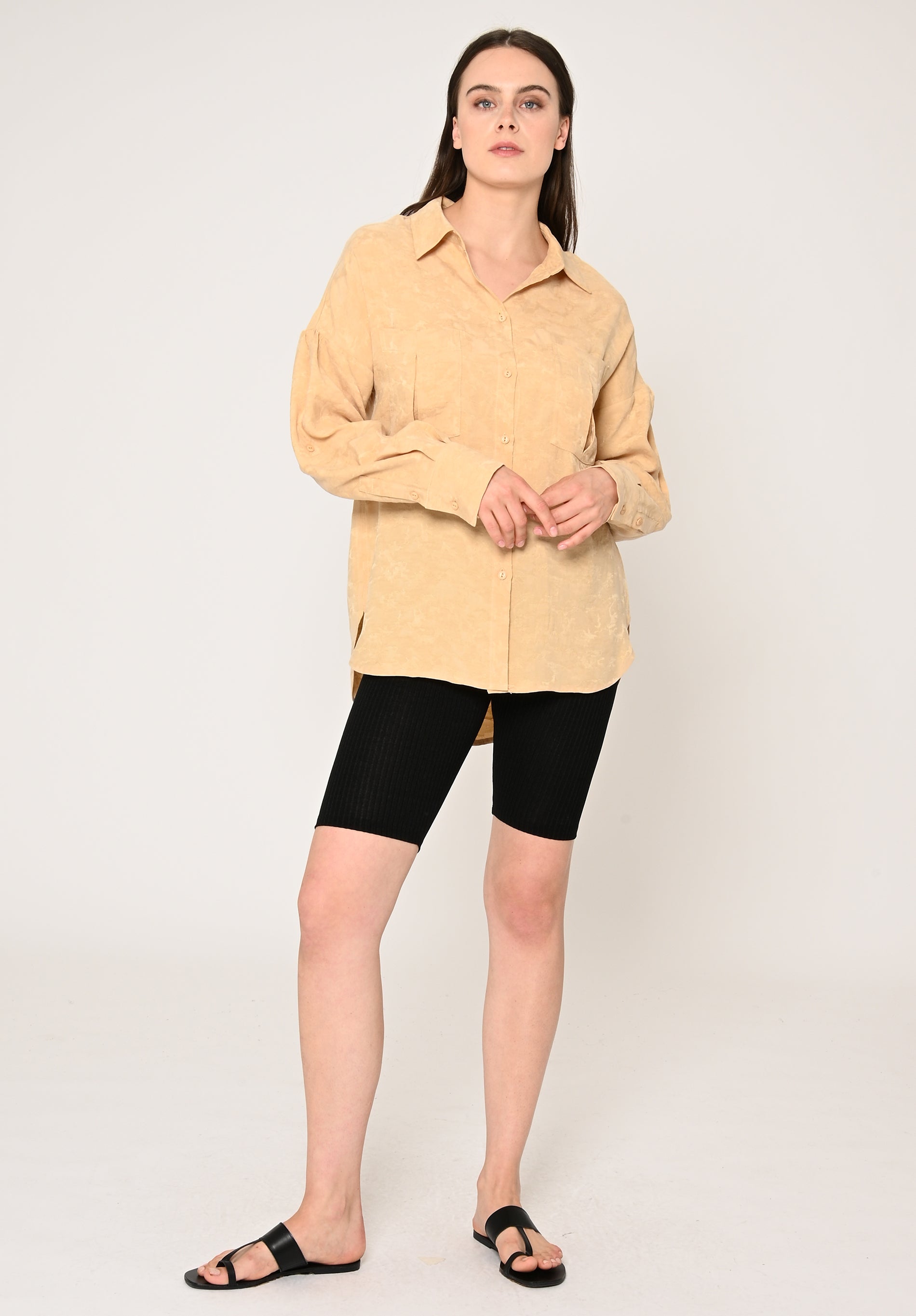 Blouse MANTARI MOIRE in cream yellow by LOVJOI made of TENCEL™