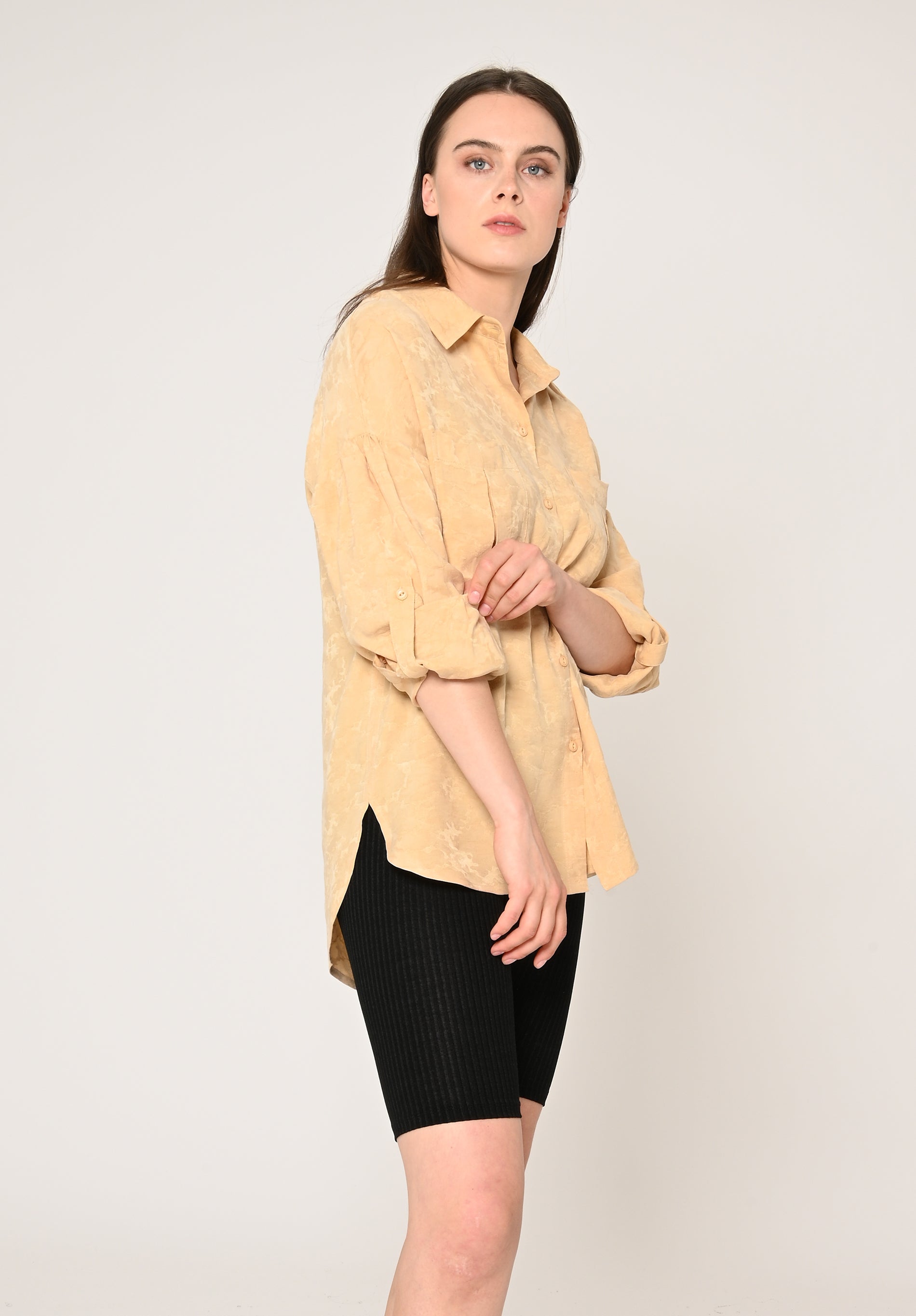 Blouse MANTARI MOIRE in cream yellow by LOVJOI made of TENCEL™