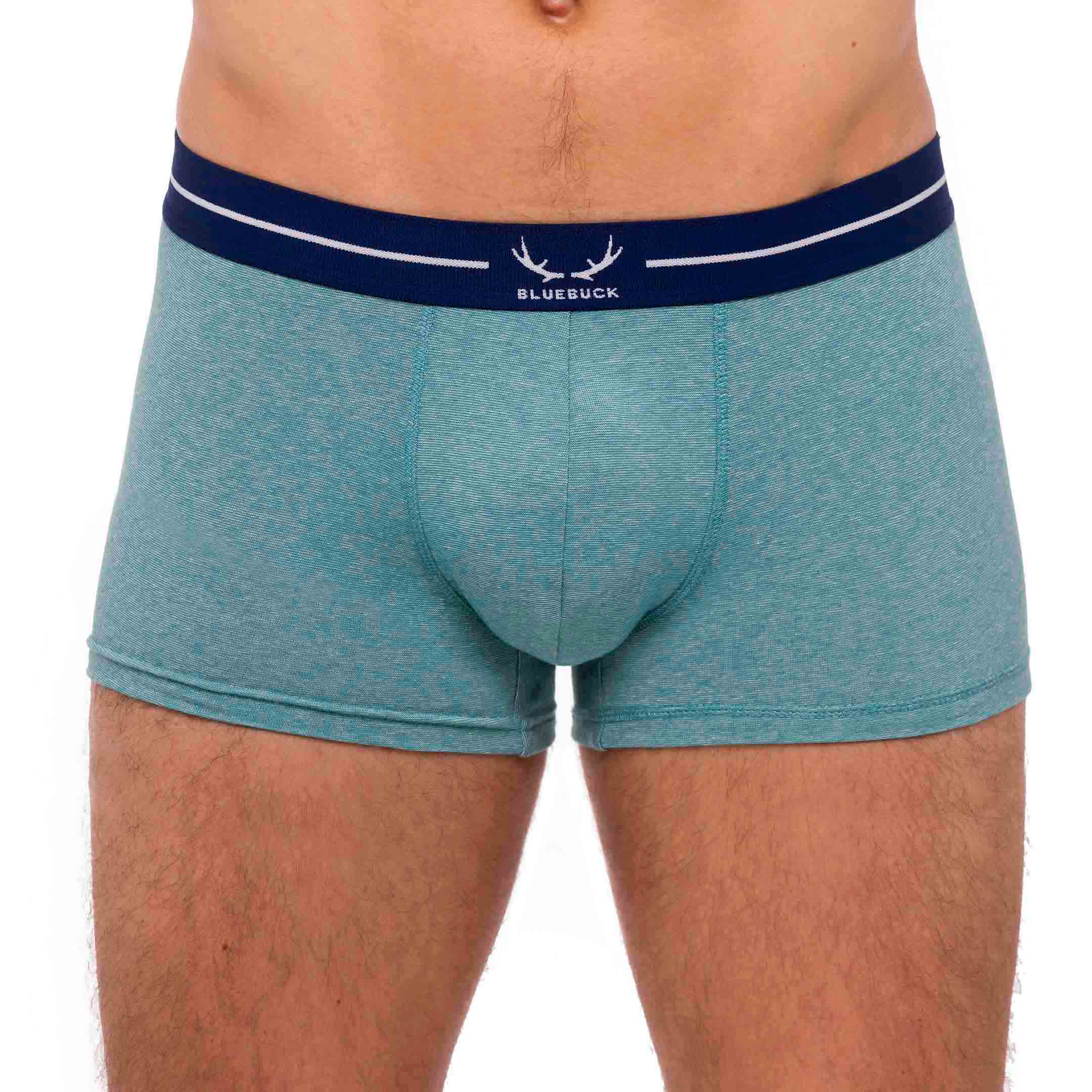 Mint green boxer shorts made of organic cotton and Seaqual from Bluebuck