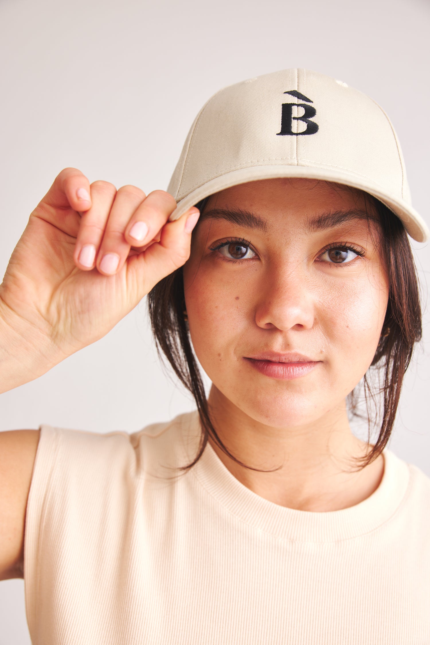 White cap B-Stick made from 100% organic cotton by Baige the Label
