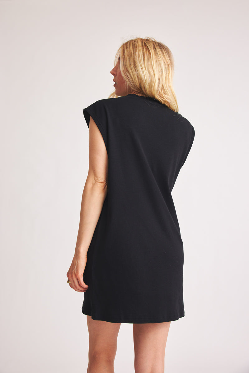 Black Belinda mini dress made of organic cotton from Baige the Label