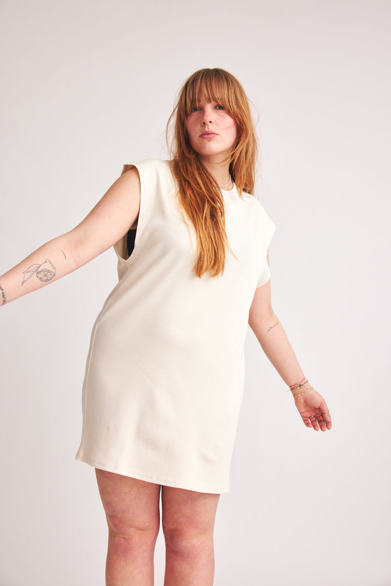 Natural colored mini dress Belinda made of organic cotton from Beige the Label