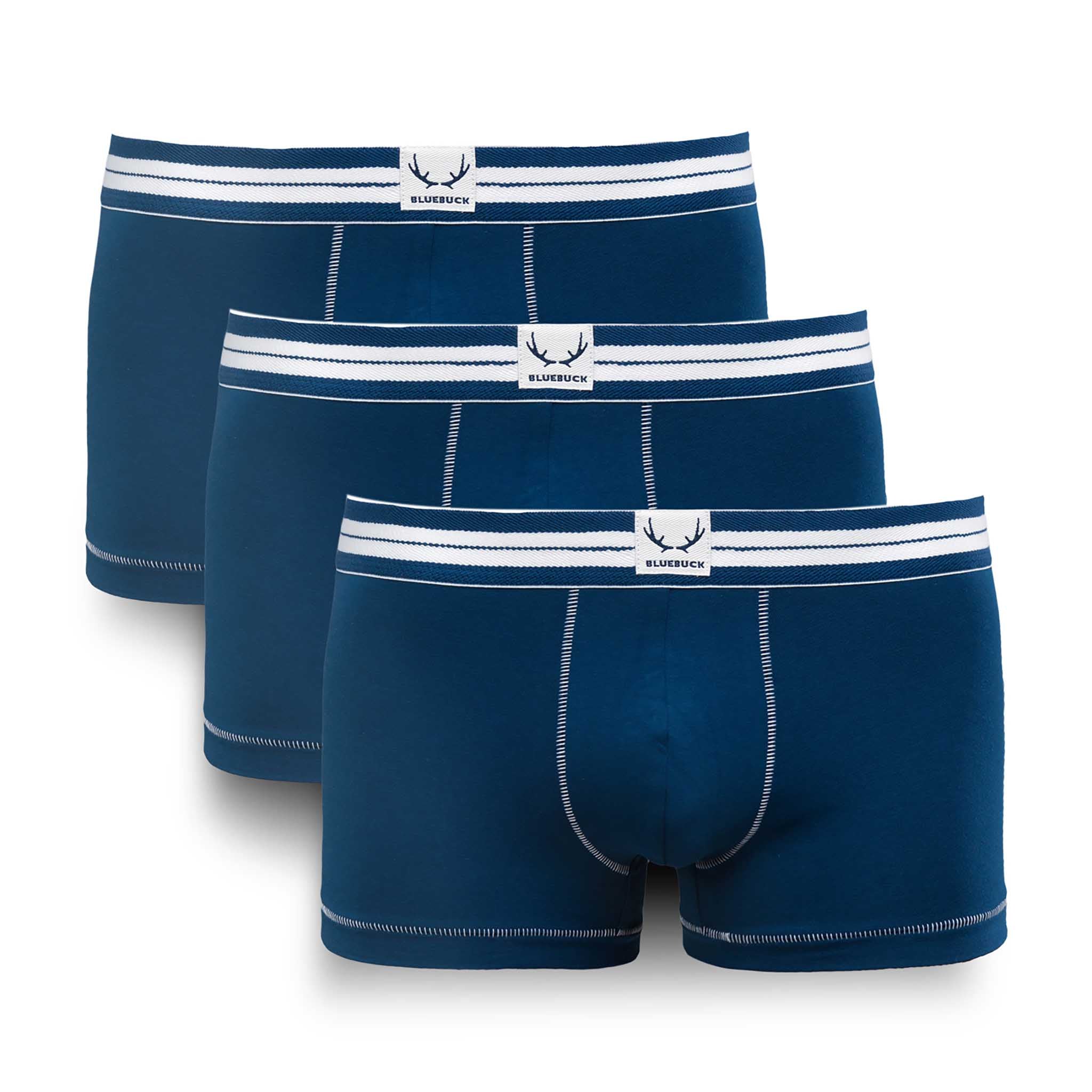 Dark blue boxer shorts 3-pack made of organic cotton from Bluebuck