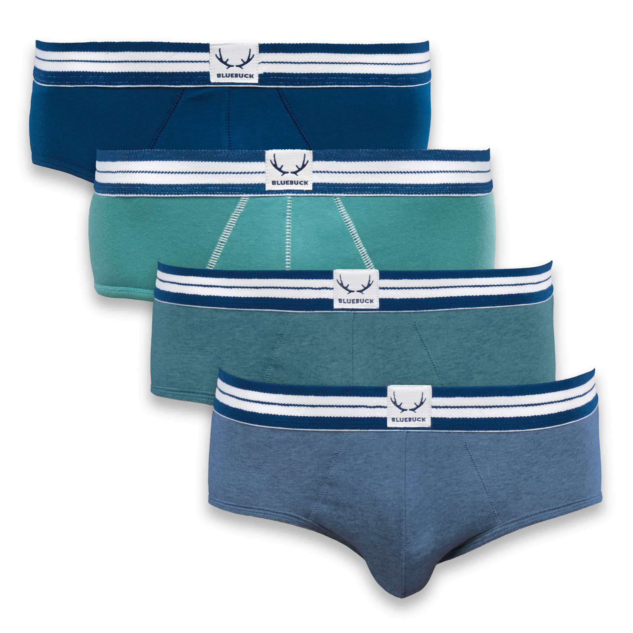 Colorful, classic underwear pack of 4 made from organic cotton from Bluebuck