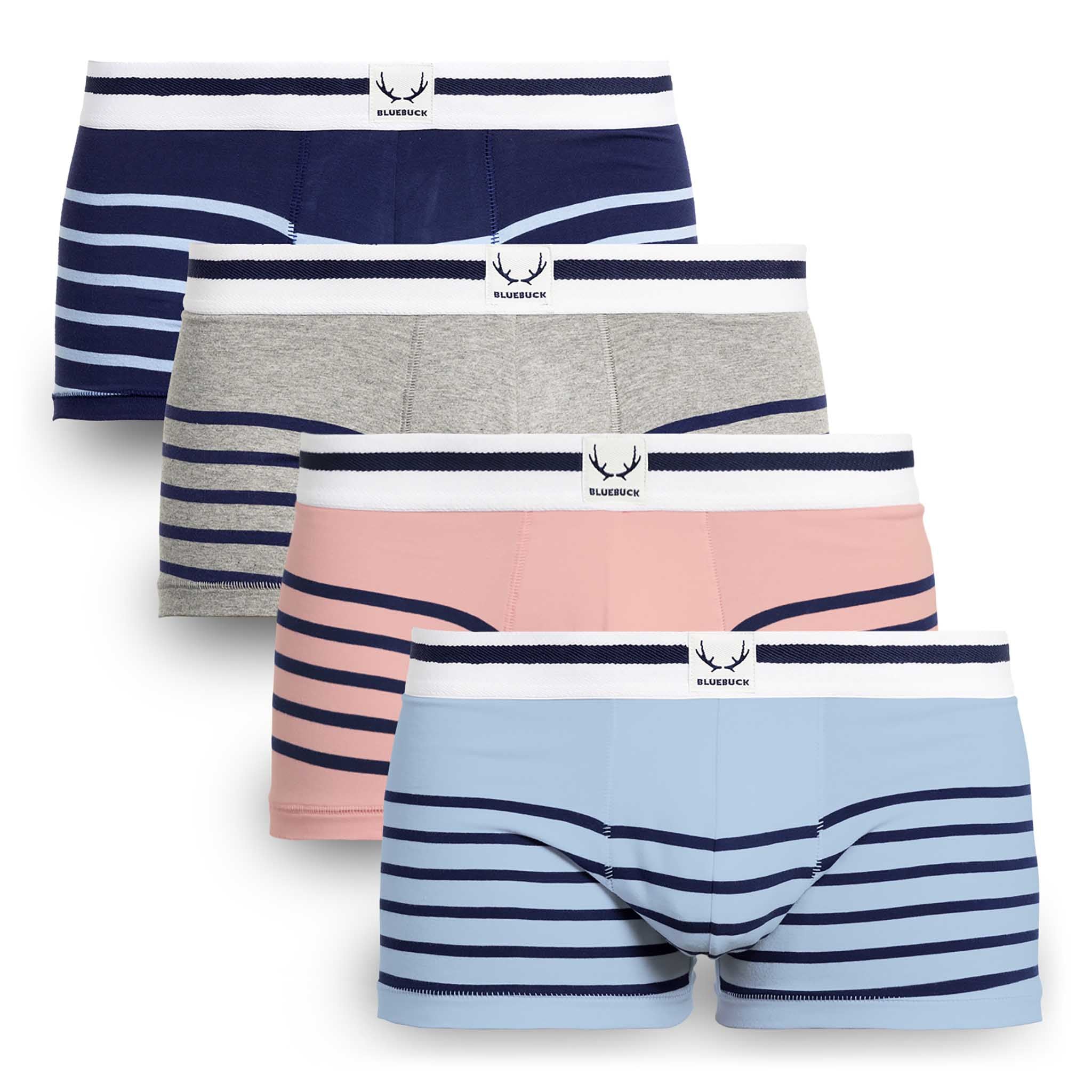 Navy organic cotton boxer shorts 4 pack from Bluebuck
