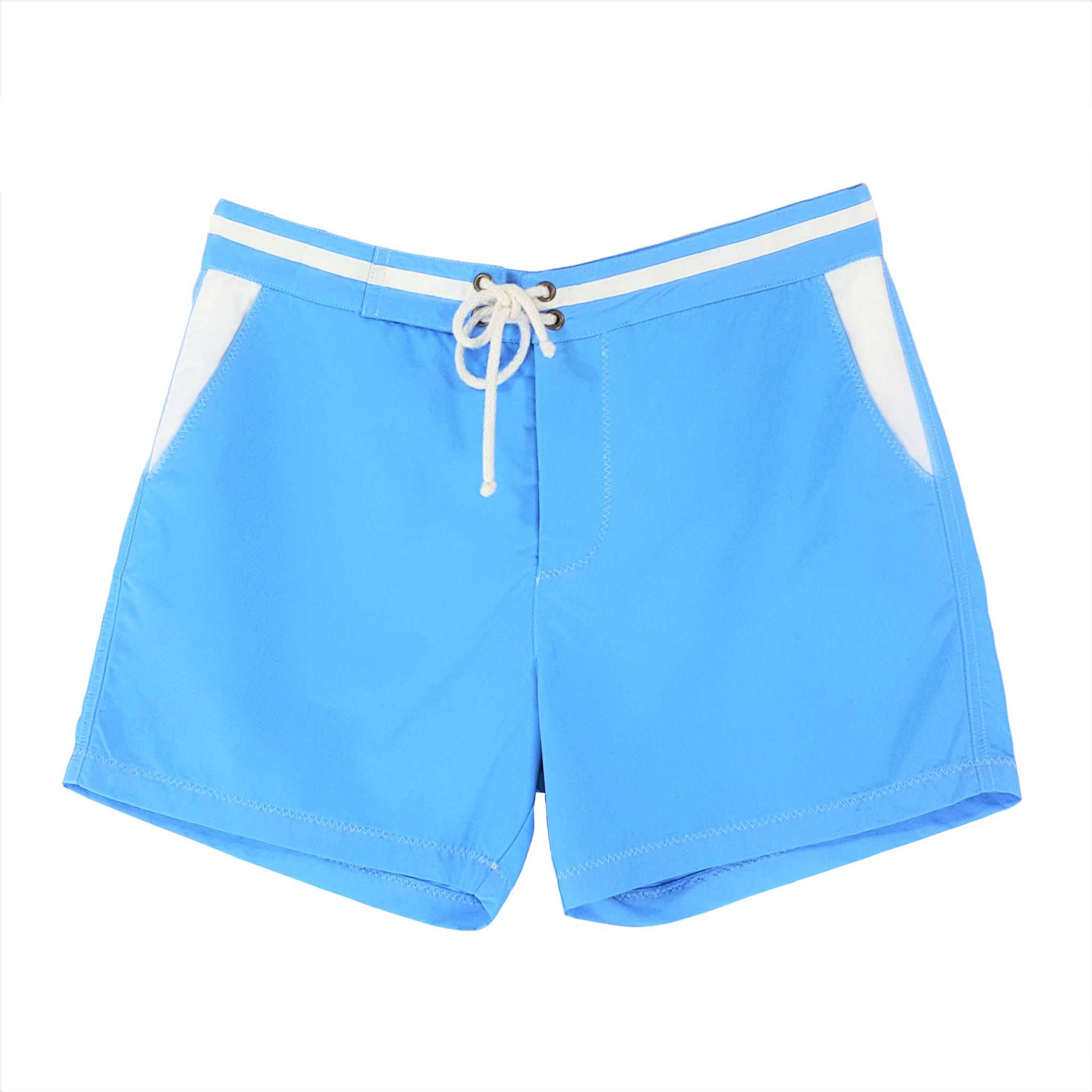 Light blue swimming trunks made from recycled polyester from Bluebuck