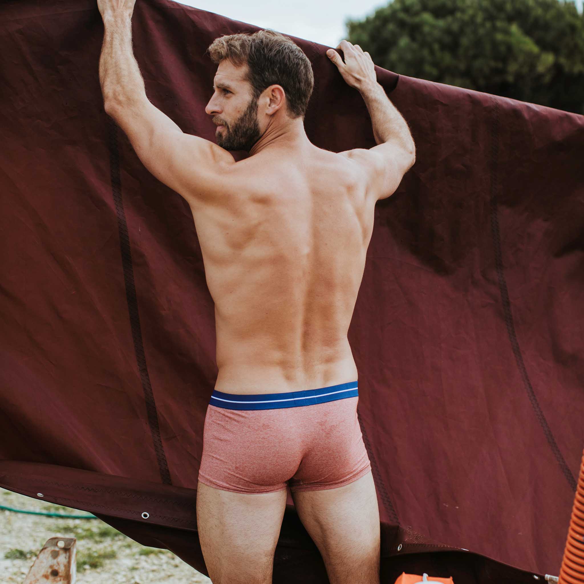 Red organic cotton boxer shorts from Bluebuck