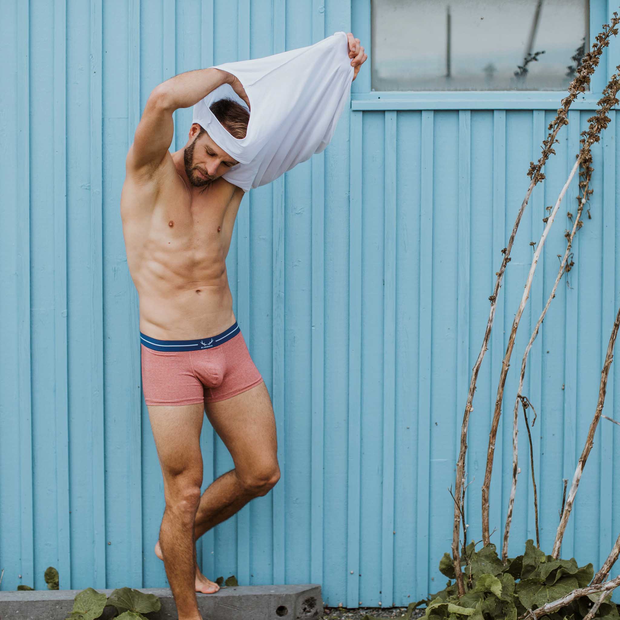 Red organic cotton boxer shorts from Bluebuck