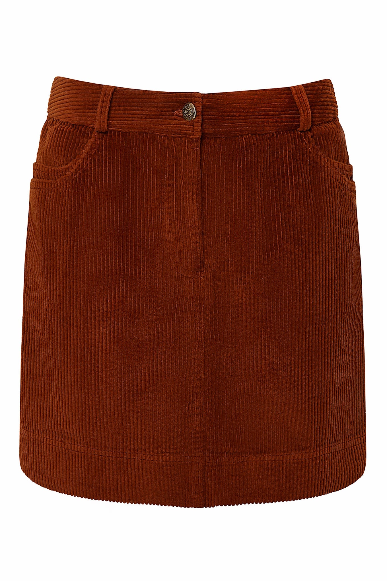 Mini-jupe LEONI en velours côtelé rouge-marron en coton 100% biologique de Komodo