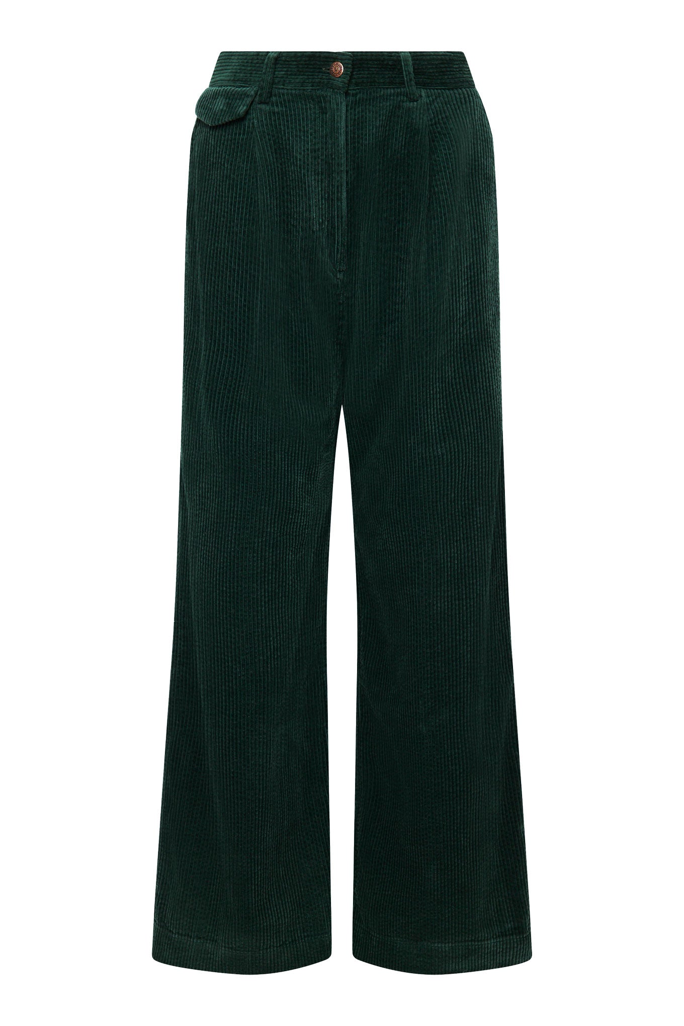 Pantalon large en velours côtelé vert foncé TIGER en coton biologique de Komodo