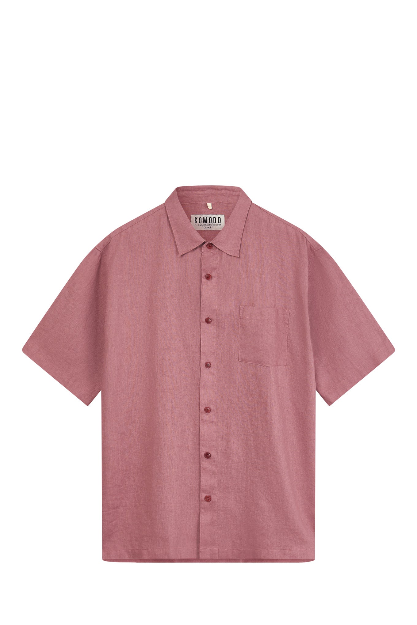 Pink, short-sleeved shirt SEB made from organic linen by Komodo