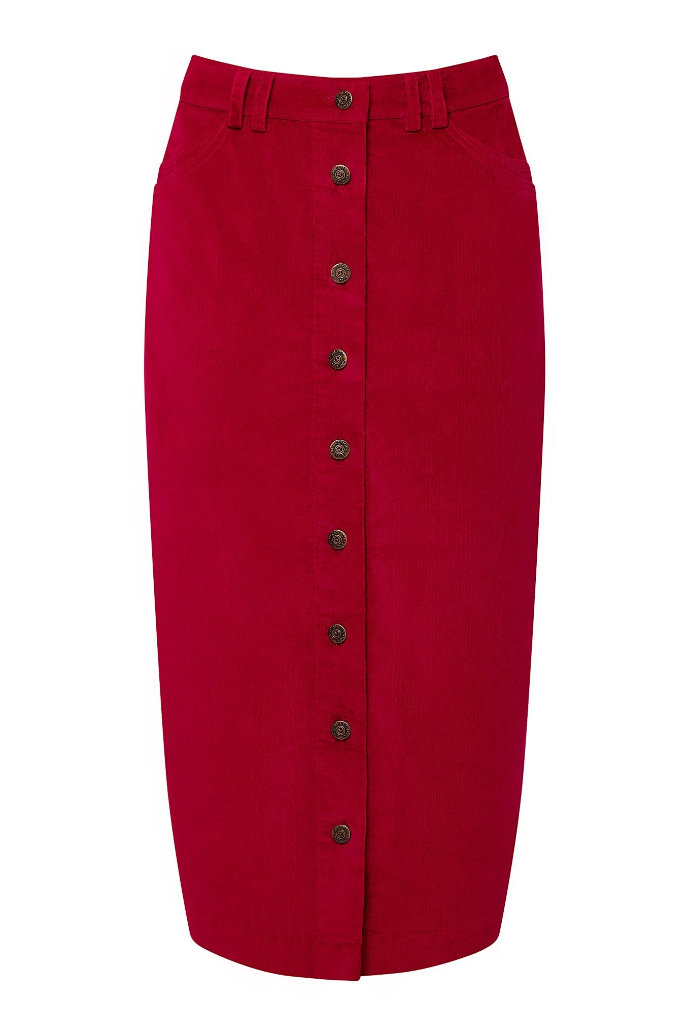 Jupe rouge en velours côtelé ISABEL en coton biologique par Komodo 