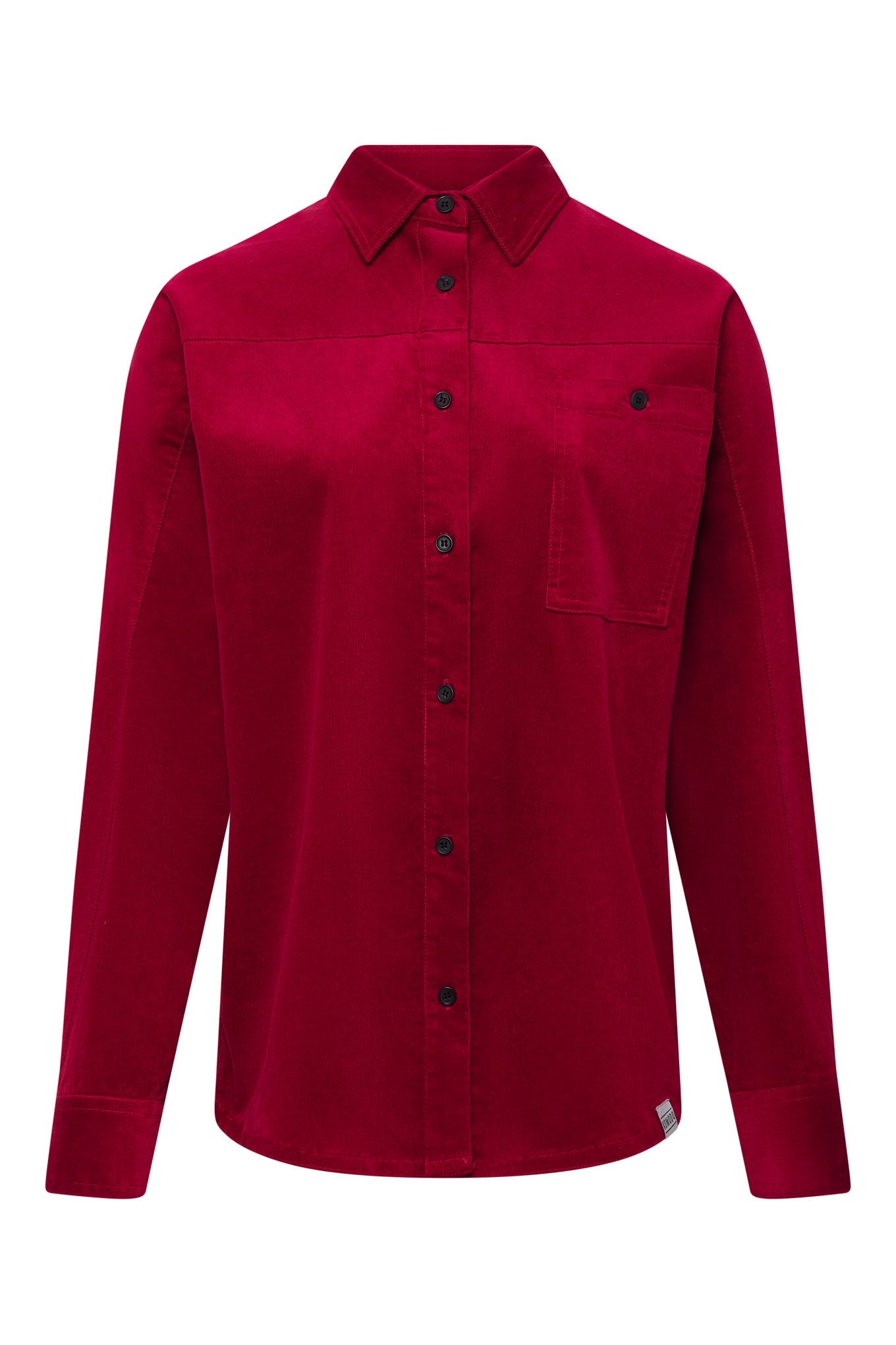 Red, long-sleeved corduroy shirt MIDNIGHT made of organic cotton by Komodo