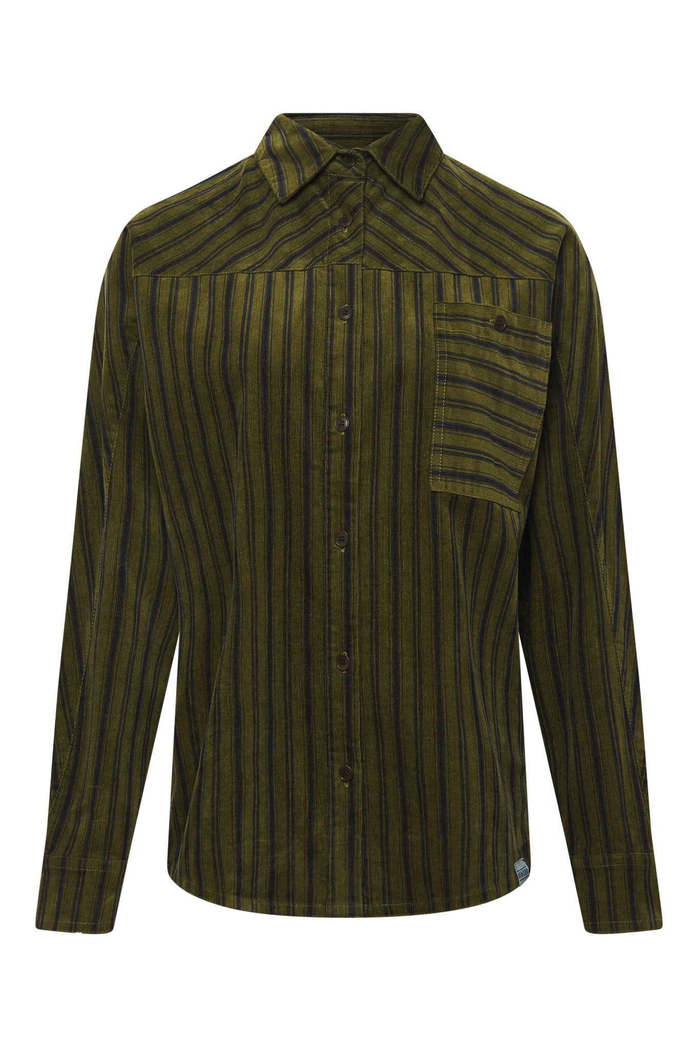 Dark green, long-sleeved corduroy shirt STELLA made of organic cotton from Komodo