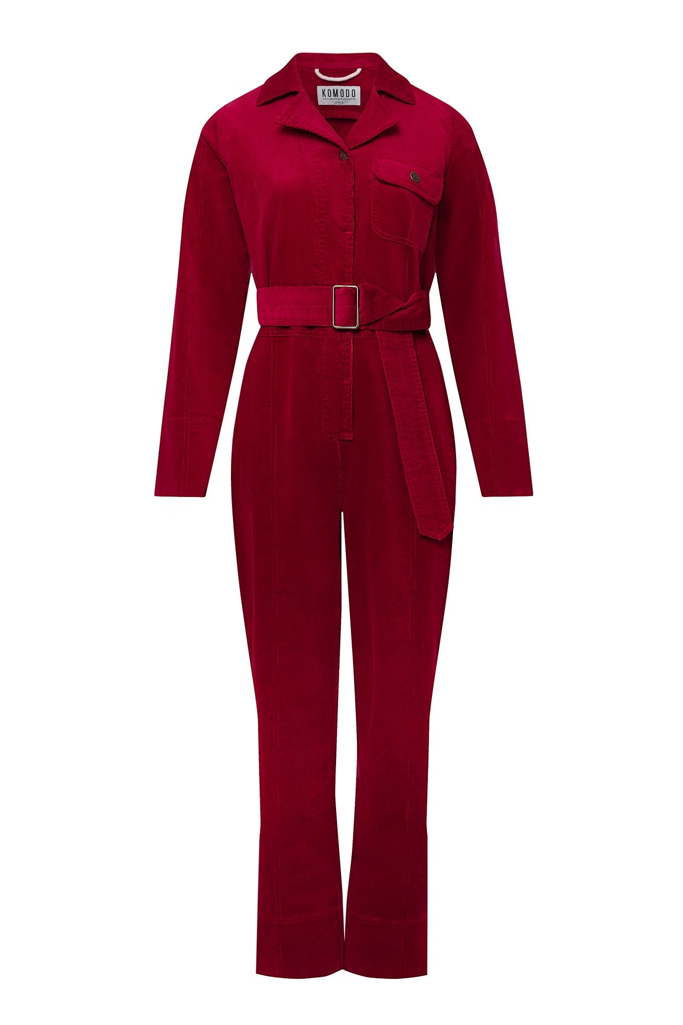 Cherry red corduroy jumpsuit ELECTRA made of organic cotton by Komodo