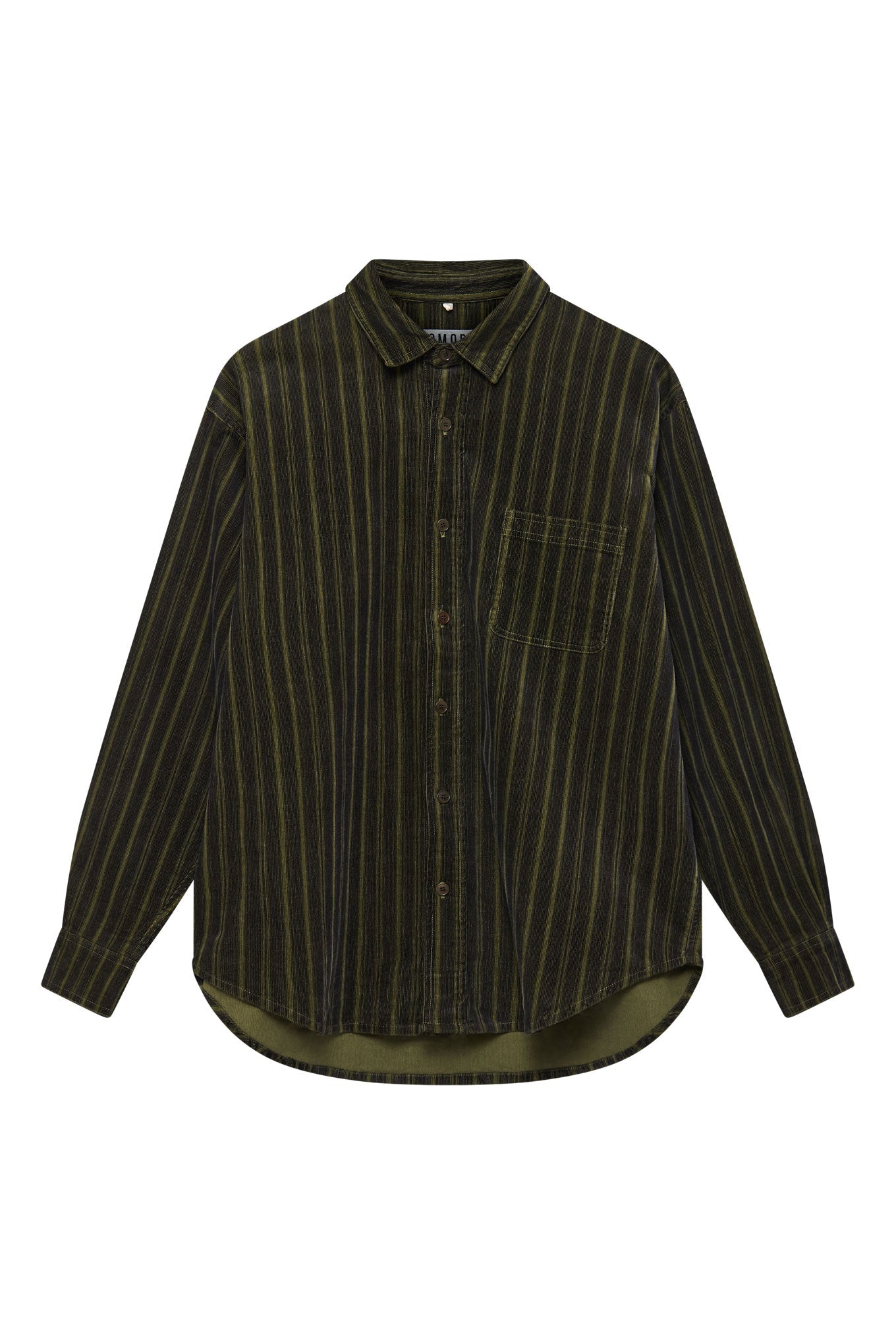 Dark green, striped corduroy shirt JAX made from 100% organic cotton by Komodo