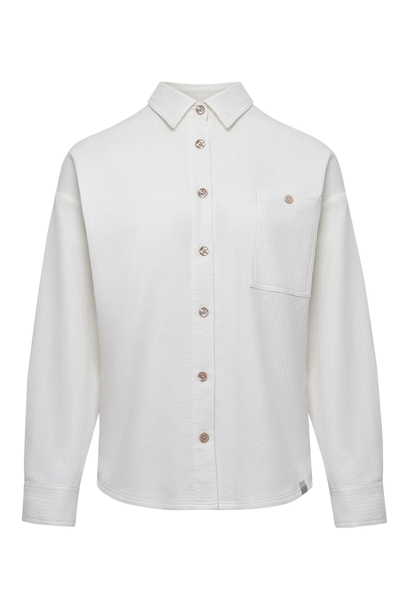 White, long-sleeved HANAKO shirt made from 100% organic cotton from Komodo