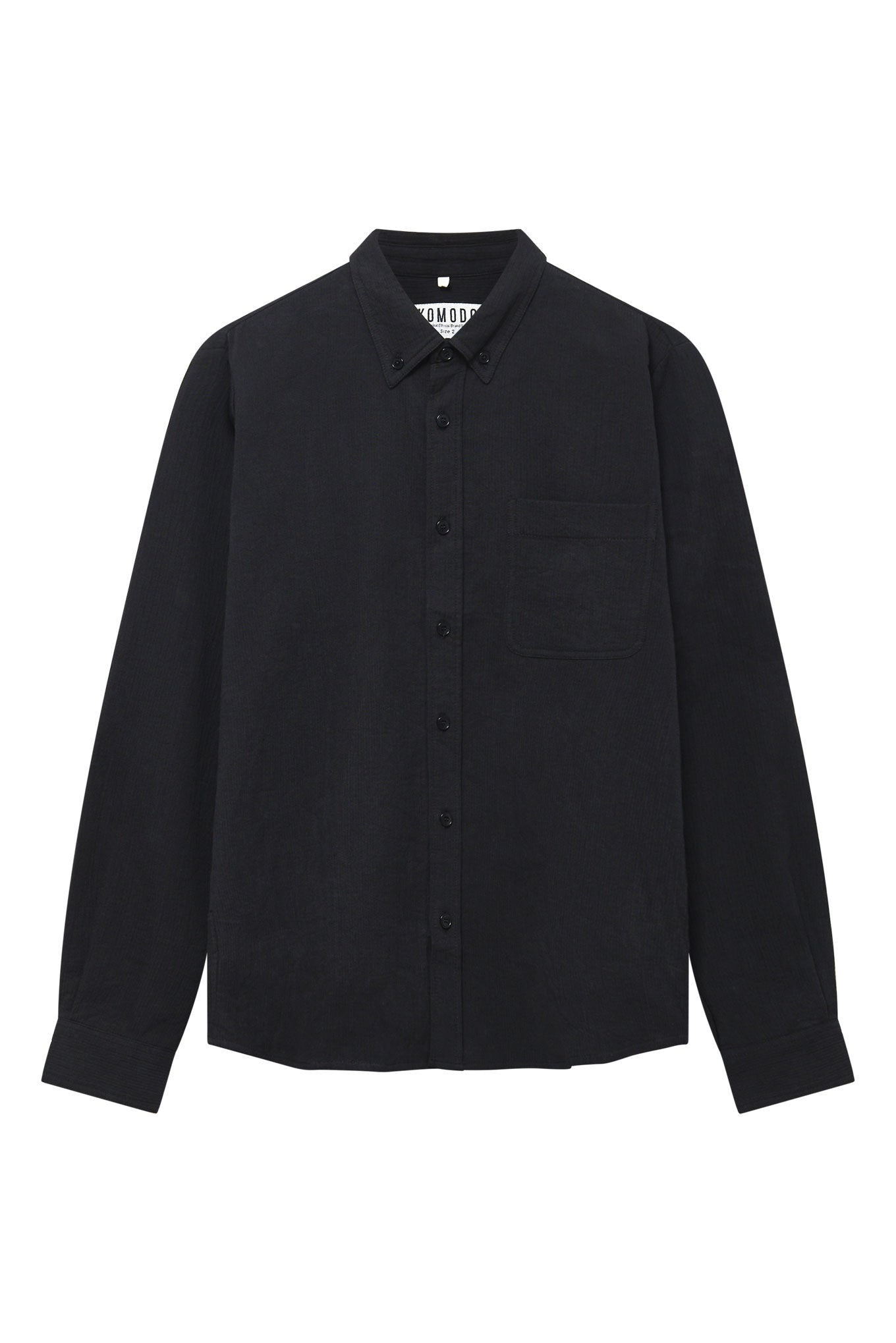 Black, long-sleeved SPECTER shirt made of organic cotton from Komodo