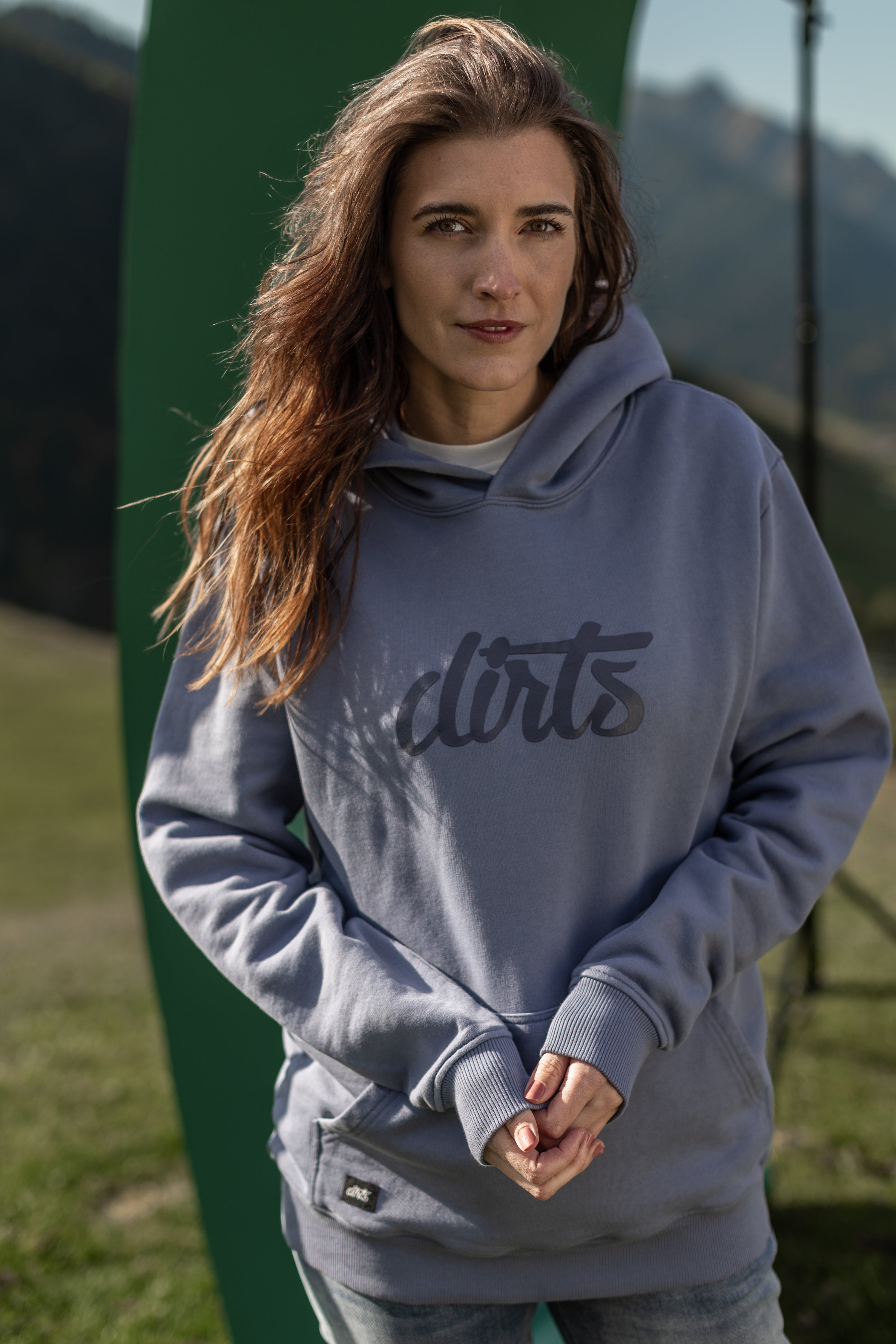 Blue hoodie Premium Logo made from 100% organic cotton from DIRTS