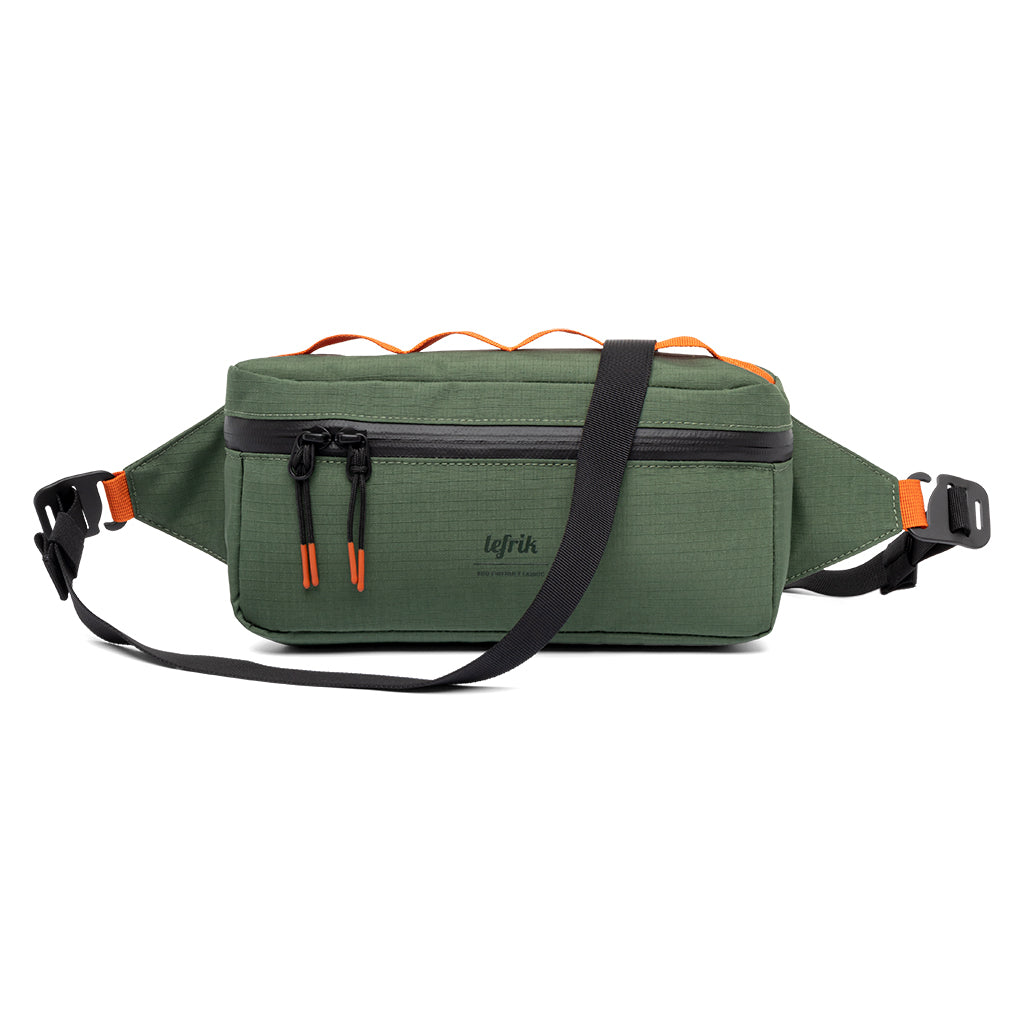 Green Vandra bike bag made from recycled PET from Lefrik