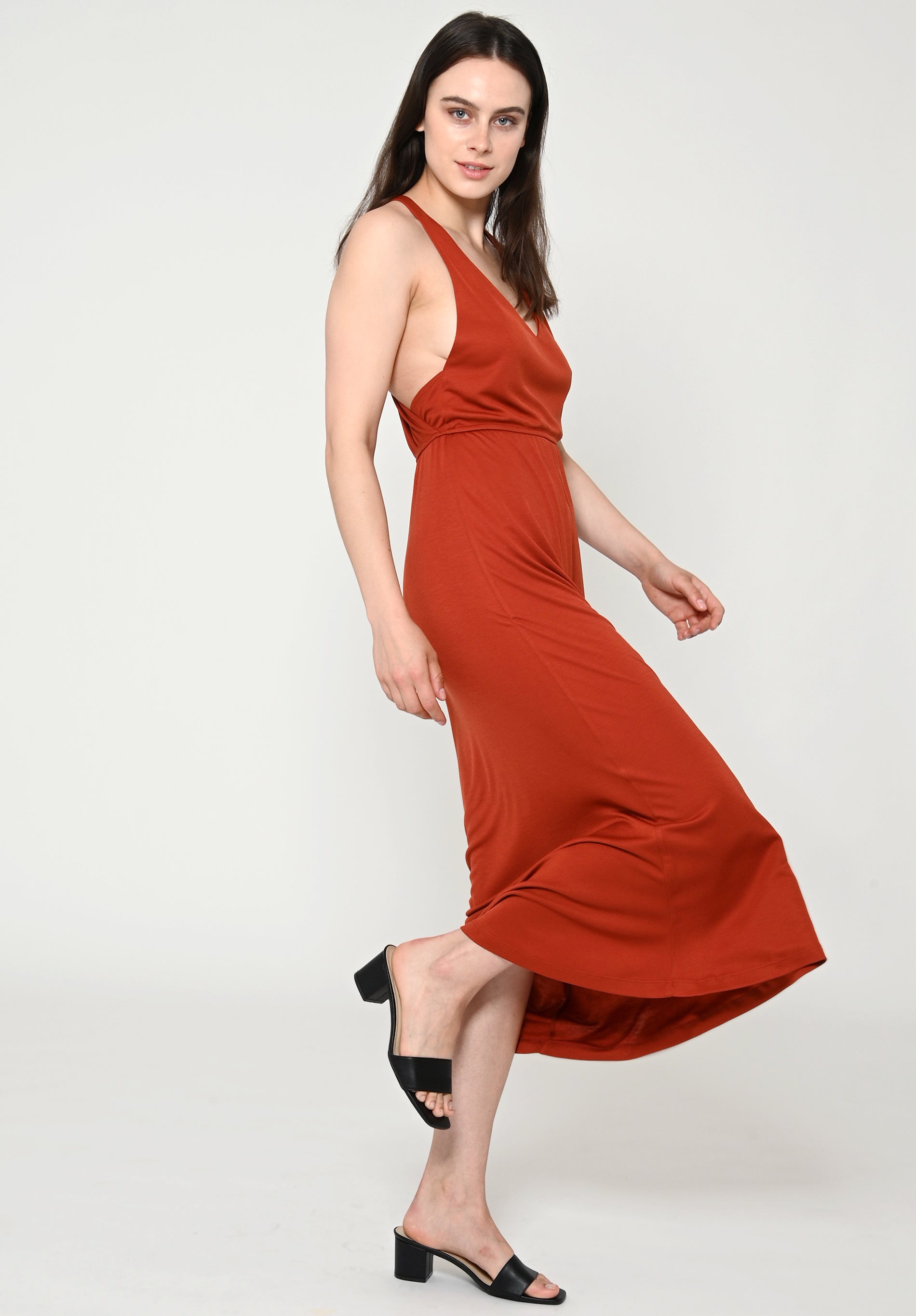 Maxi dress RITIANA in light red by LOVJOI made of TENCEL™ (ST)