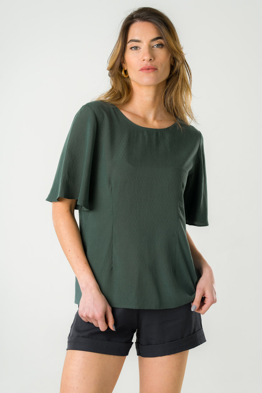 Dark green reversible blouse Lily made of 100% Tencel™ by Avani
