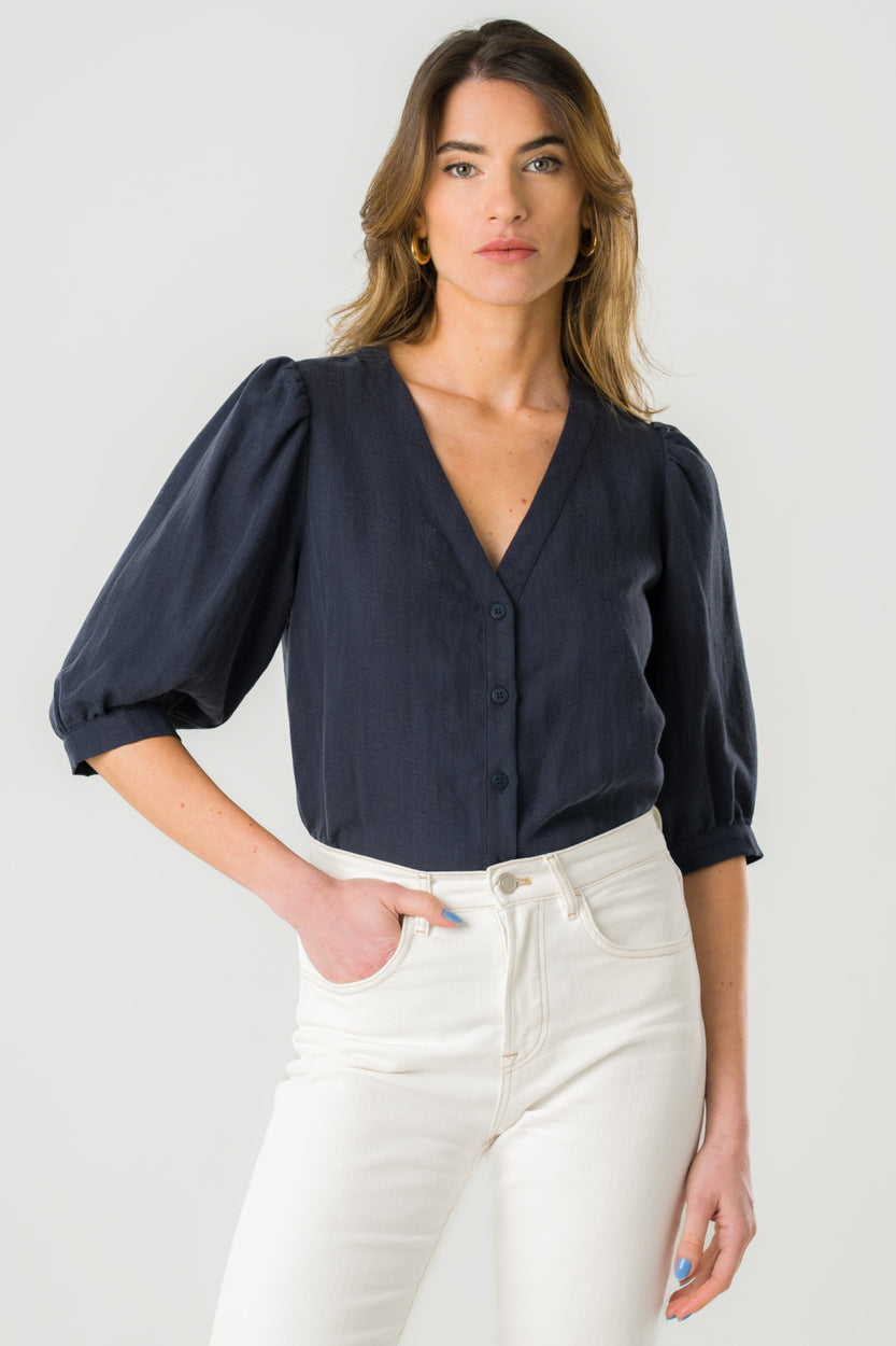 Dark blue Aster blouse made of Tencel™ from Avani