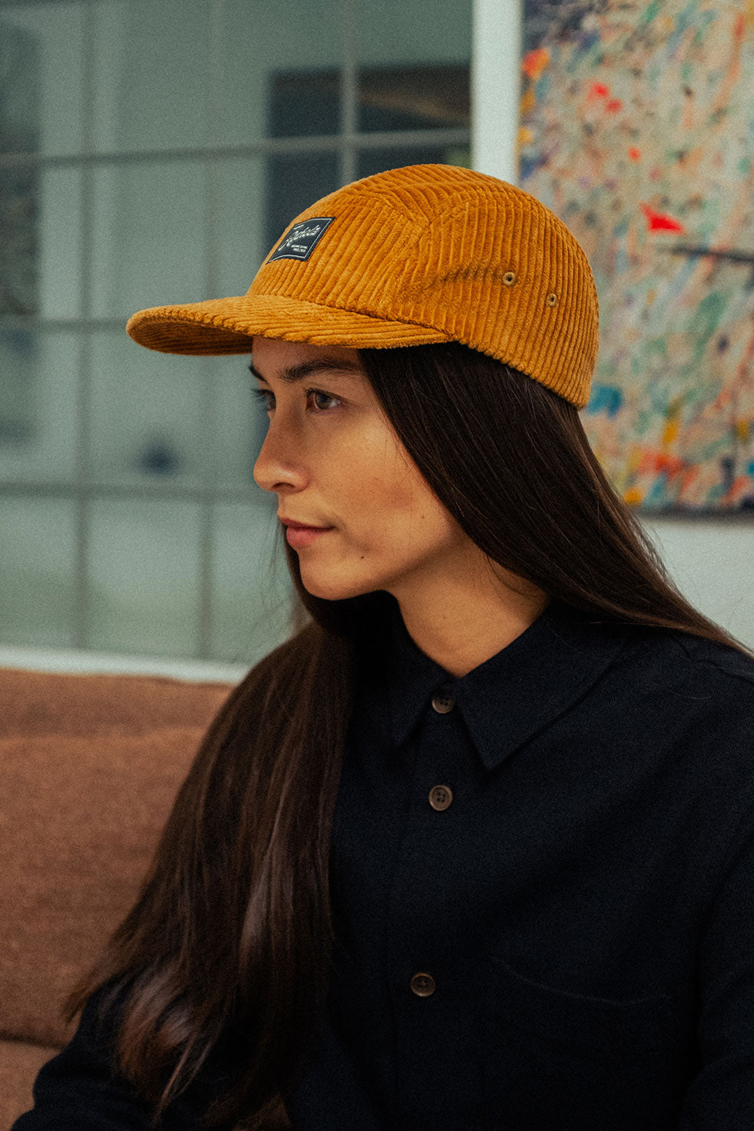 Toffee-colored 5-panel cord cap made from 100% organic cotton from Rotholz