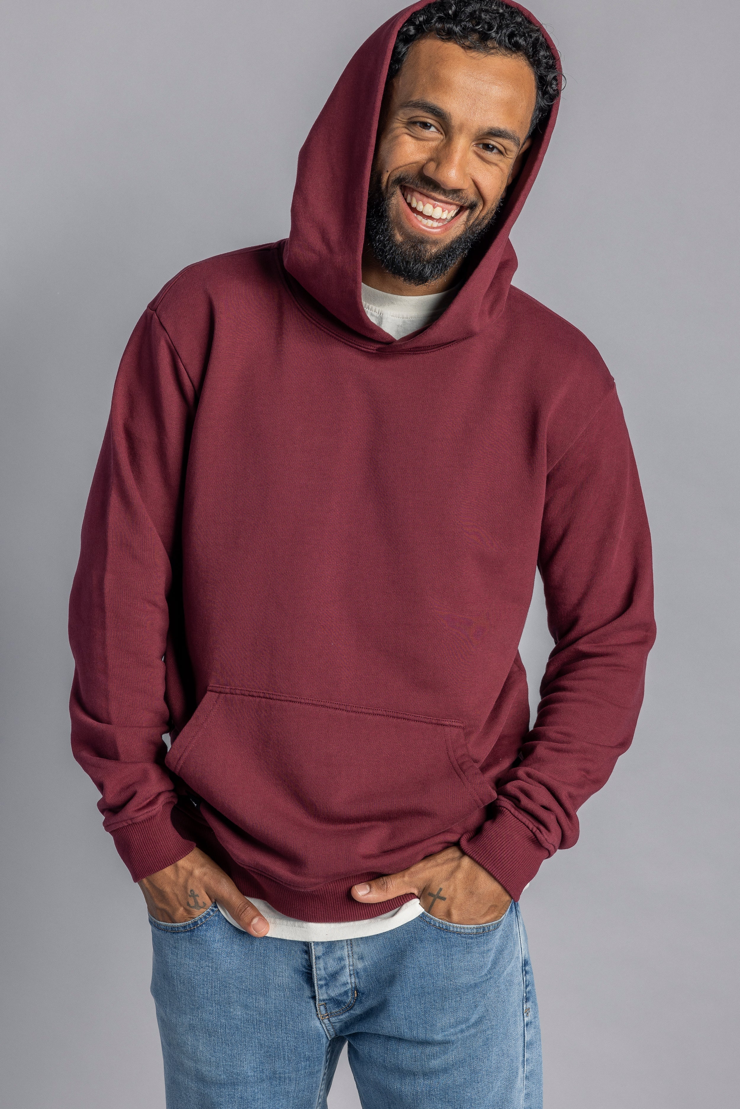 Dark red hoodie Premium Blank made from 100% organic cotton from DIRTS