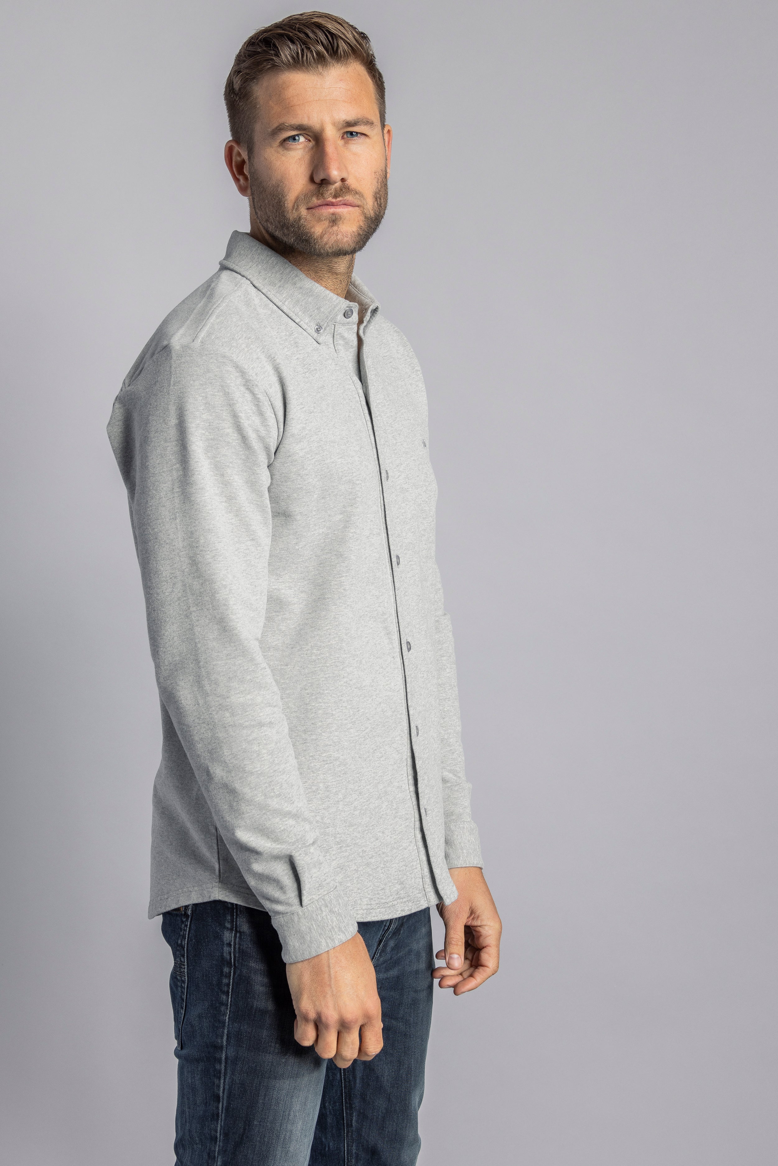 Graues, langärmliges Hemd Organic Jersey aus Bio-Baumwolle von DIRTS