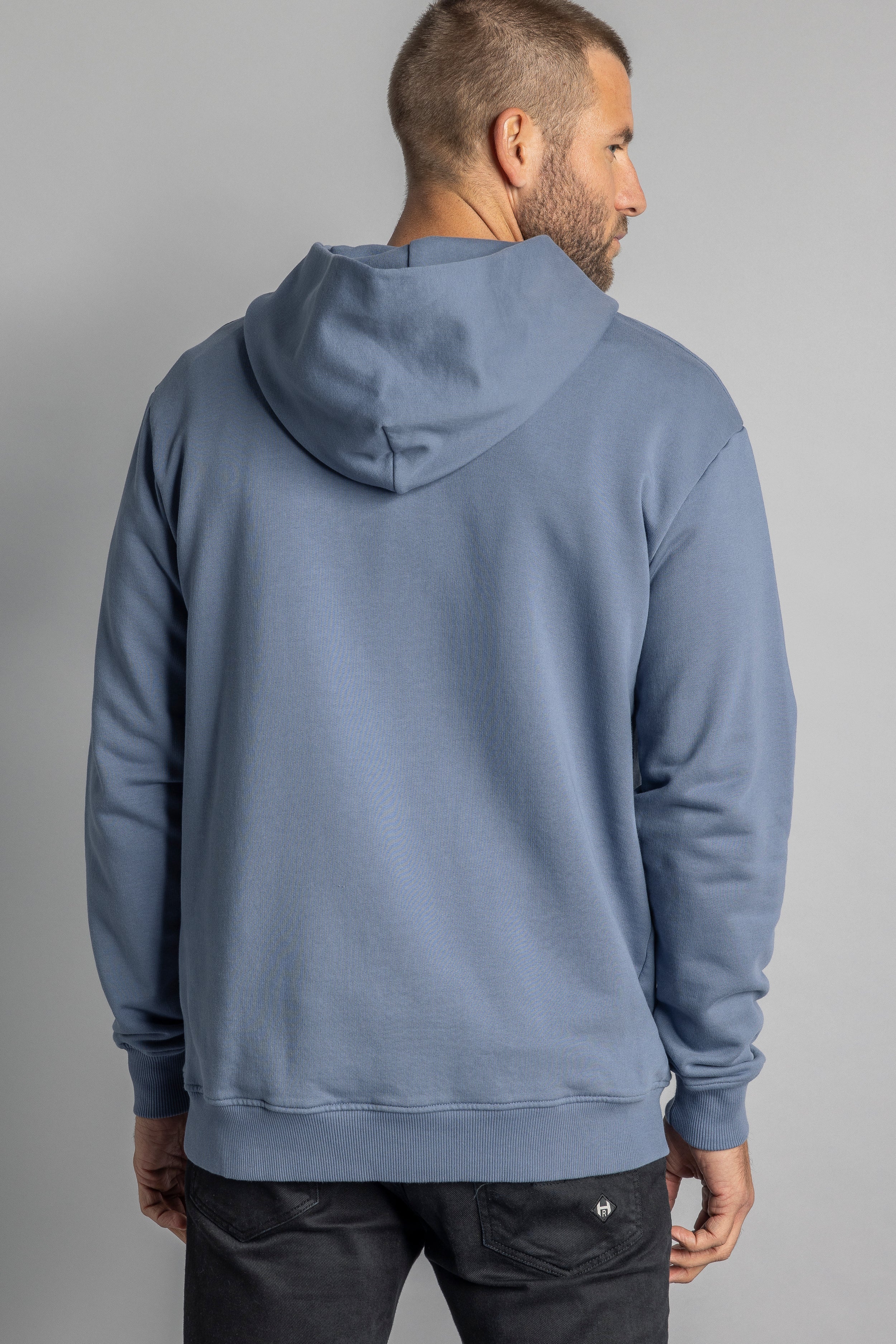 Sweat à capuche bleu Premium Logo en coton 100% biologique de DIRTS