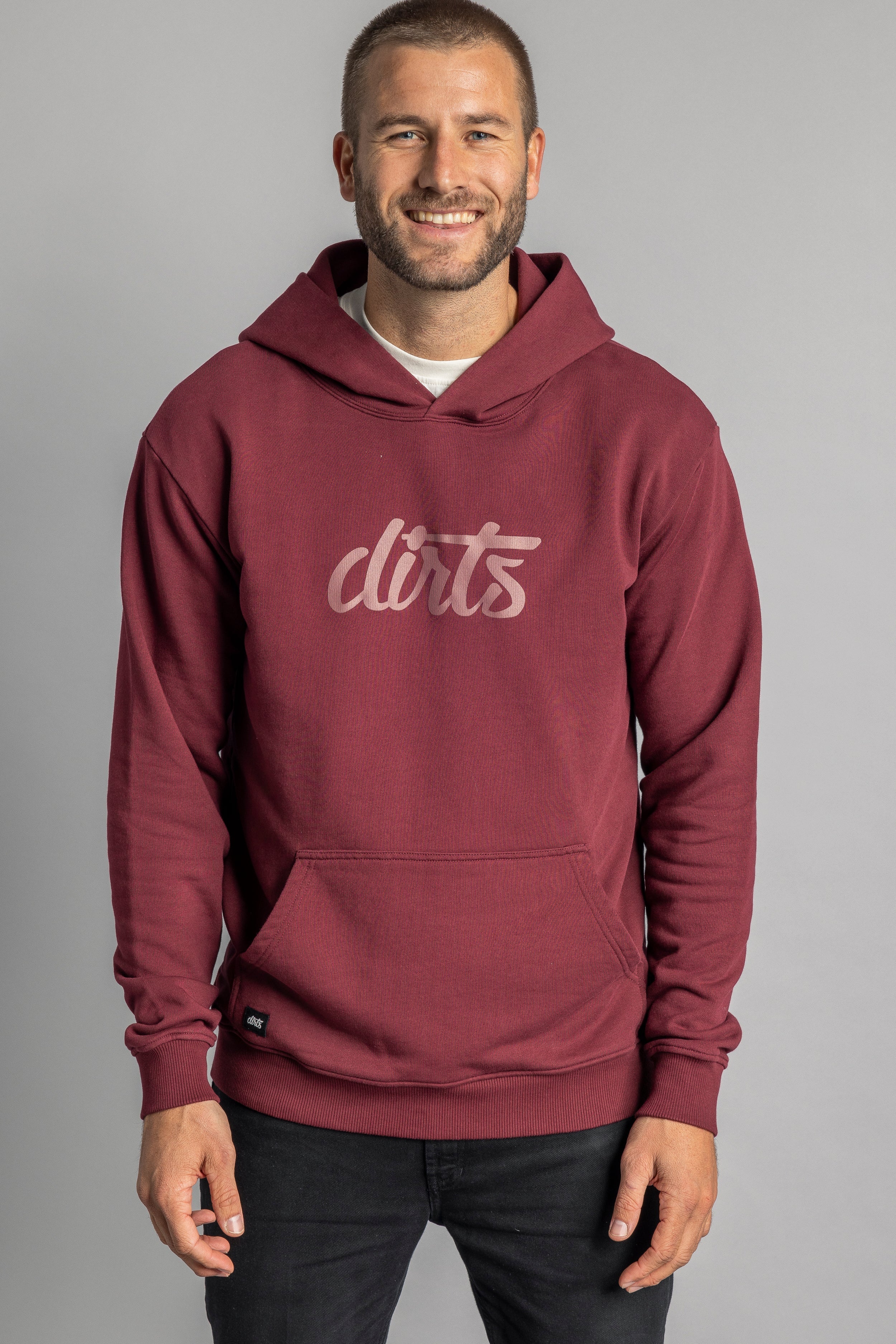 Red hoodie Premium Logo made from 100% organic cotton from DIRTS