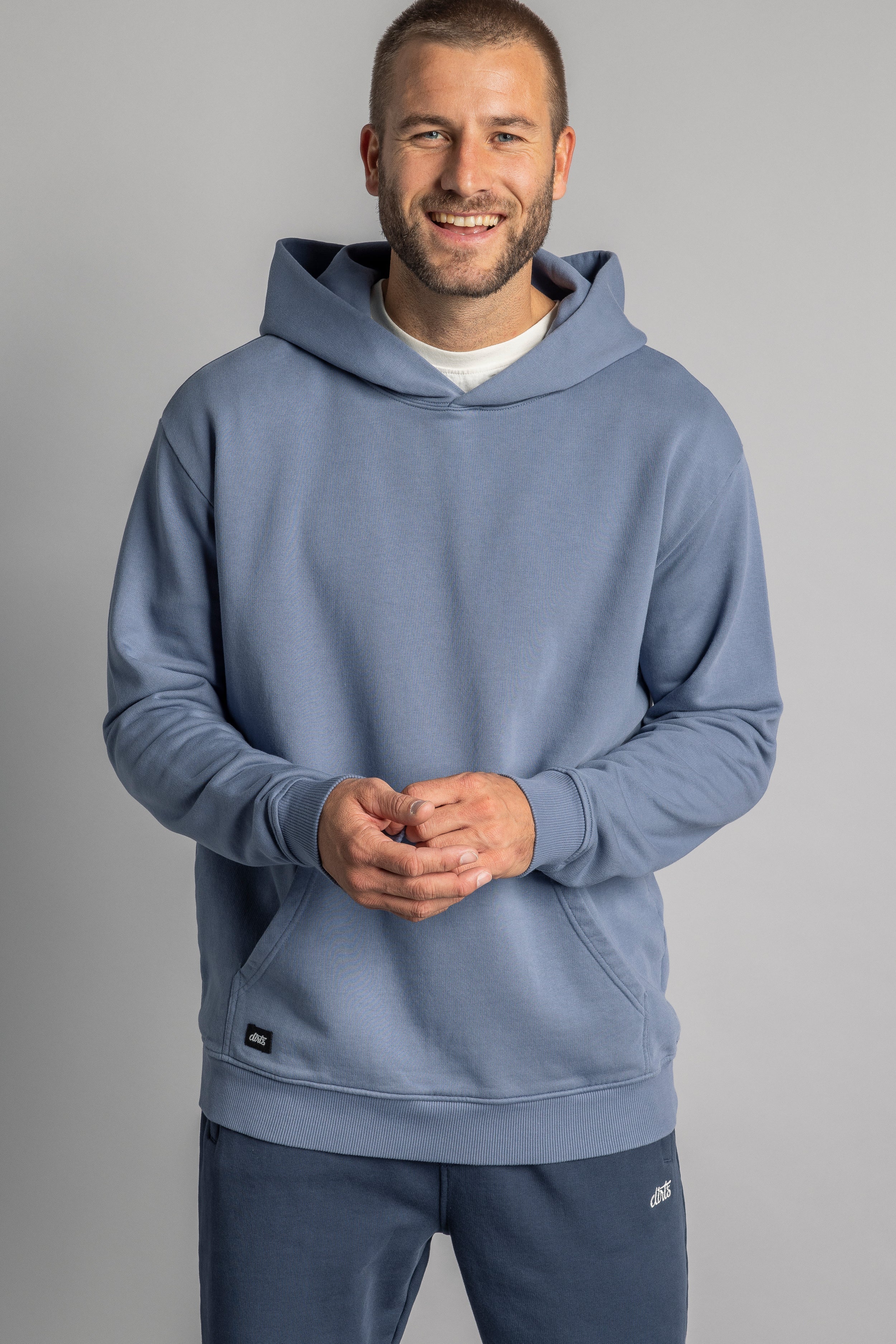 Blue hoodie Premium Blank made from 100% organic cotton from DIRTS