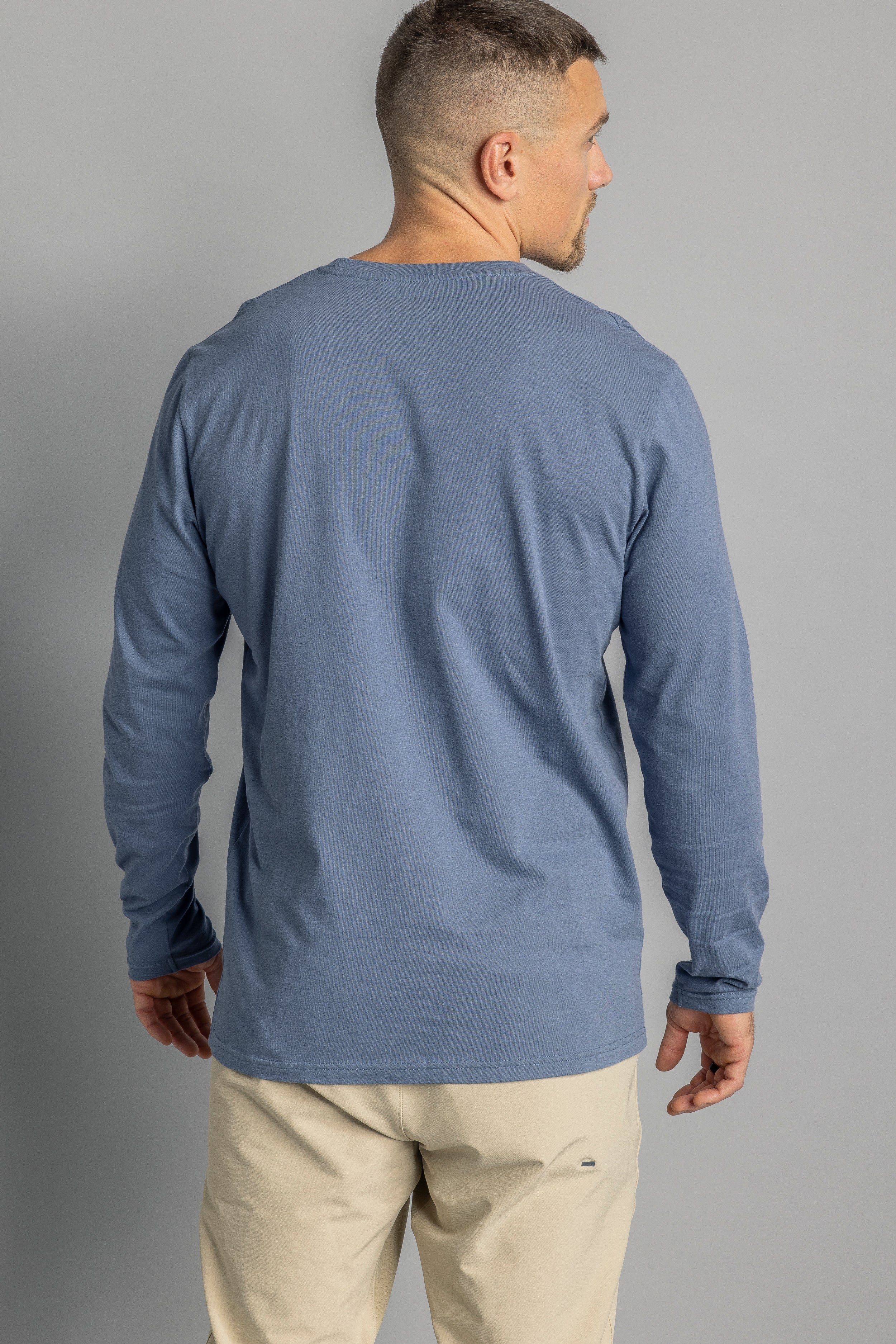 Blue long-sleeved recycled cotton T-shirt from DIRTS