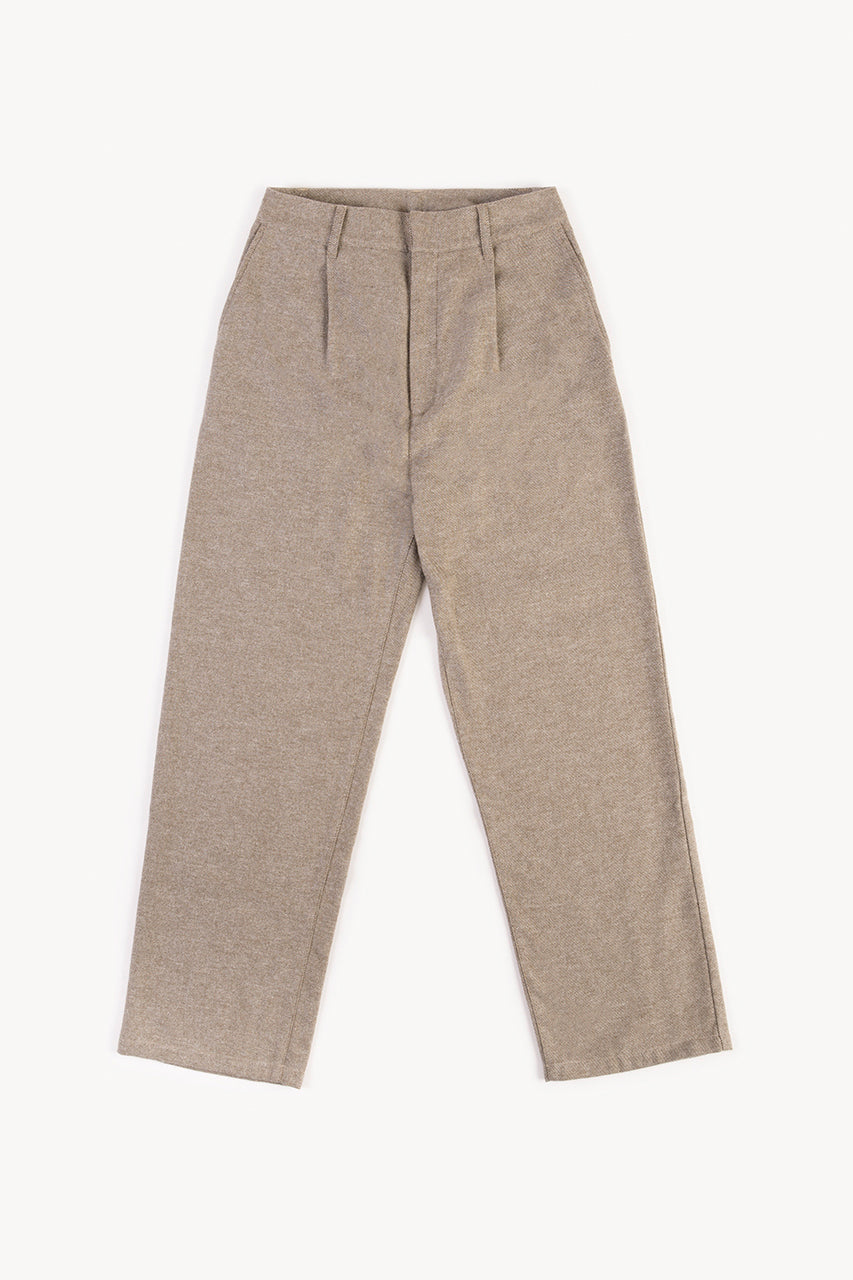 Brown mottled flannel trousers made from 100% organic cotton from Rotholz