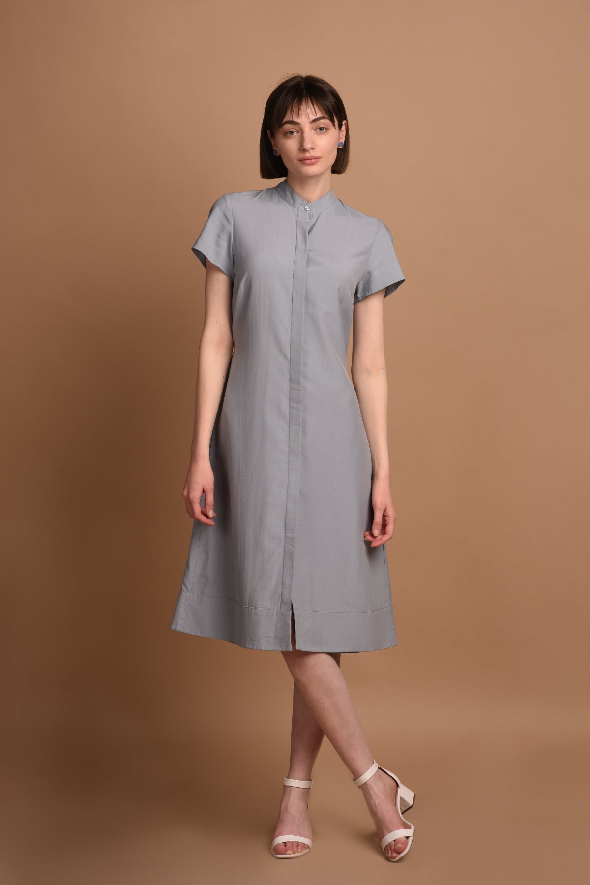 Light blue, short-sleeved shirt dress Melanie made of Tencel by Ayani