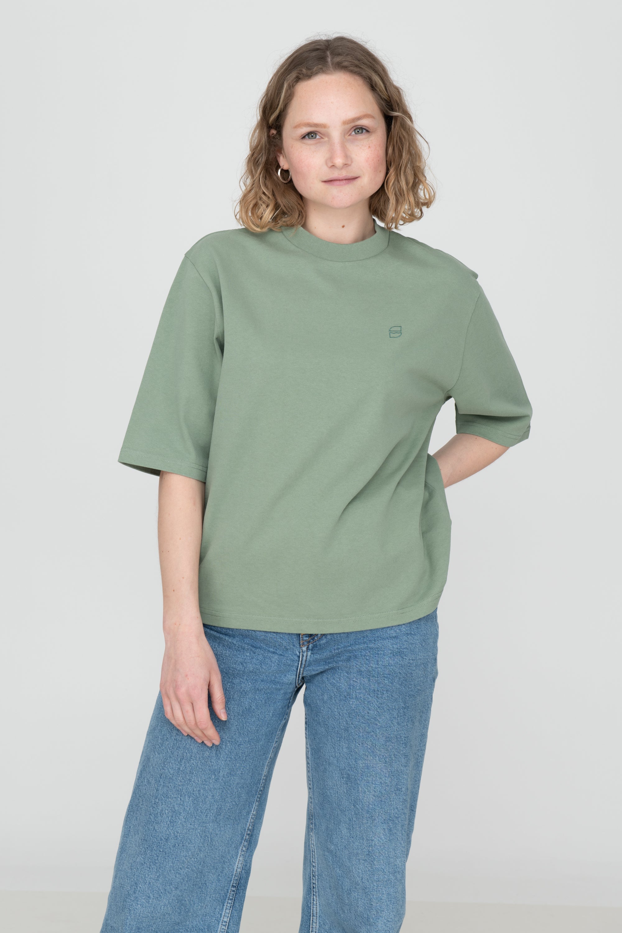 Schweres T-Shirt in Grün für Damen von SALZWASSER aus Bio-Baumwolle